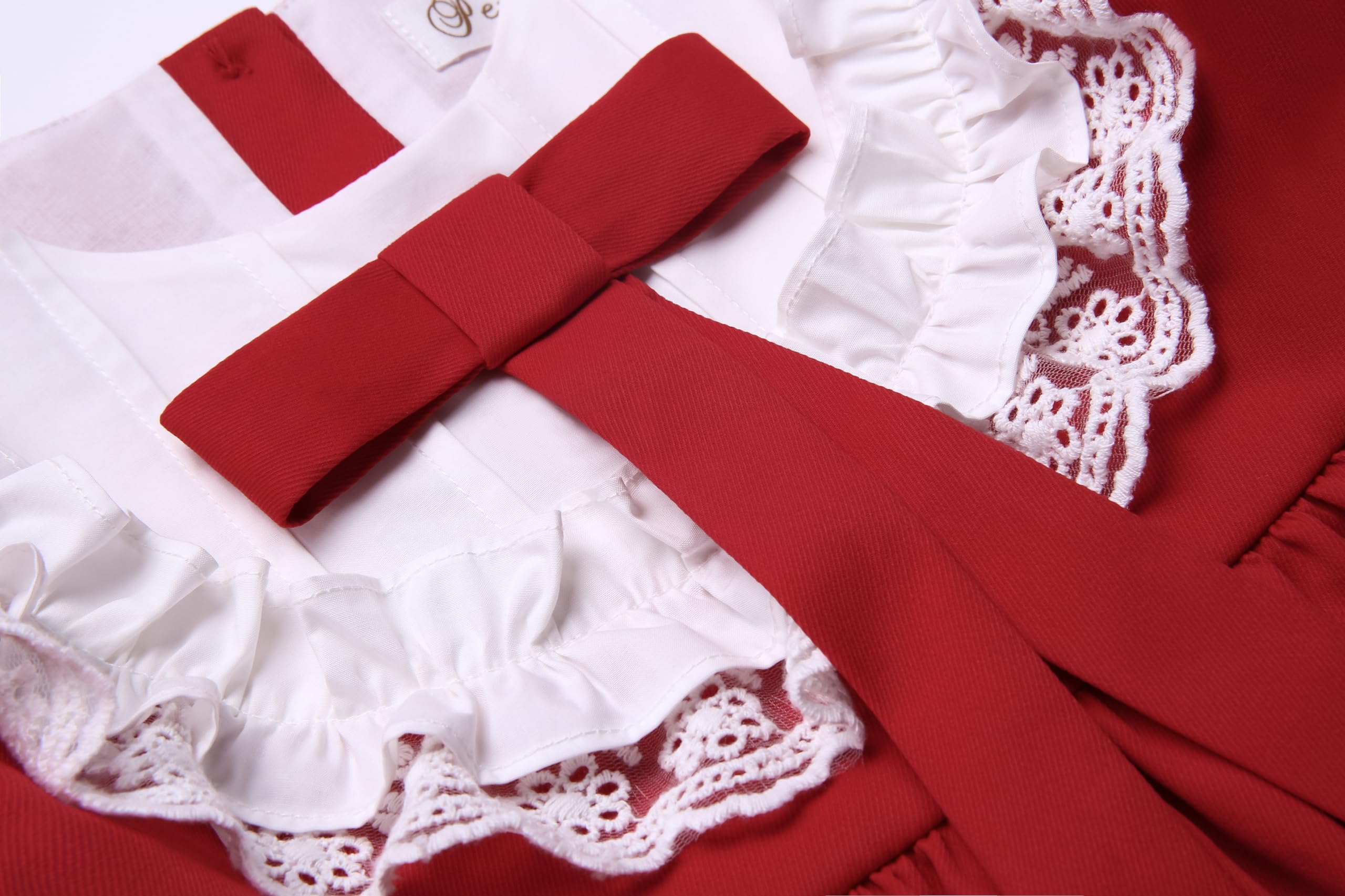 Dziewczyna Eleganckie Czerwone Zimowe Świąteczne Koronkowe Ubrania Dzieci Maluch Słodkie Stylowe Specjalne Okazje Świąteczne Sukienki