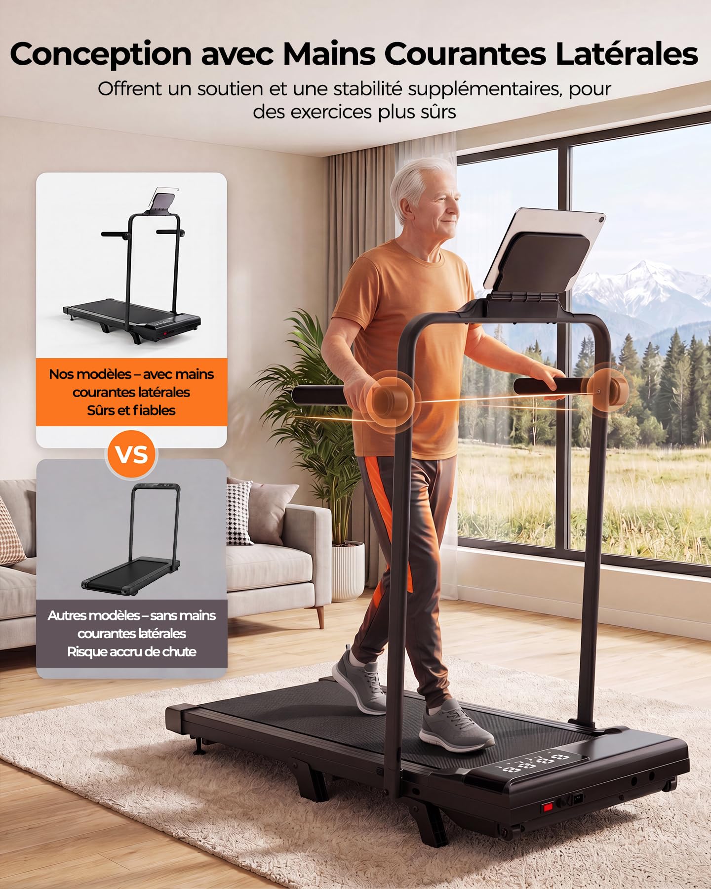 Superun Raceable Tapis de Course Inclinable 2.5HP Tapis de Marche avec Rampes, 1-6km/h, 1-12km/h APP Contrôle Max 136KG Walking Pad Portables avec Parcours d'entraînement et Courses Multi-Coureurs