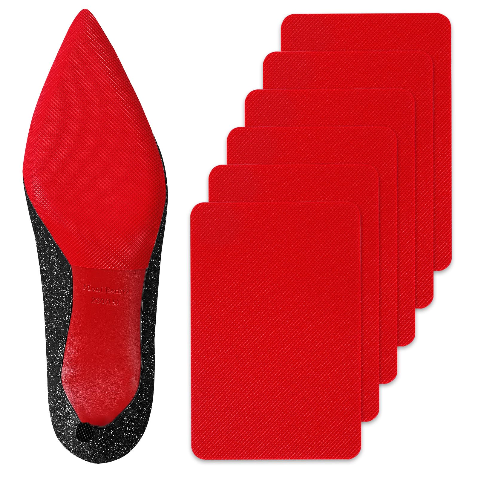 Ashoesert Schuhsohlenschutz für High Heels, Schuhbodenschutz und Sohlenschutz, rutschfeste Schuhpolster, Sohlenaufkleber, Schuhgriffe an der Unterseite der Schuhe, rot, 3 Paar, 15,2 x 10,5 cm