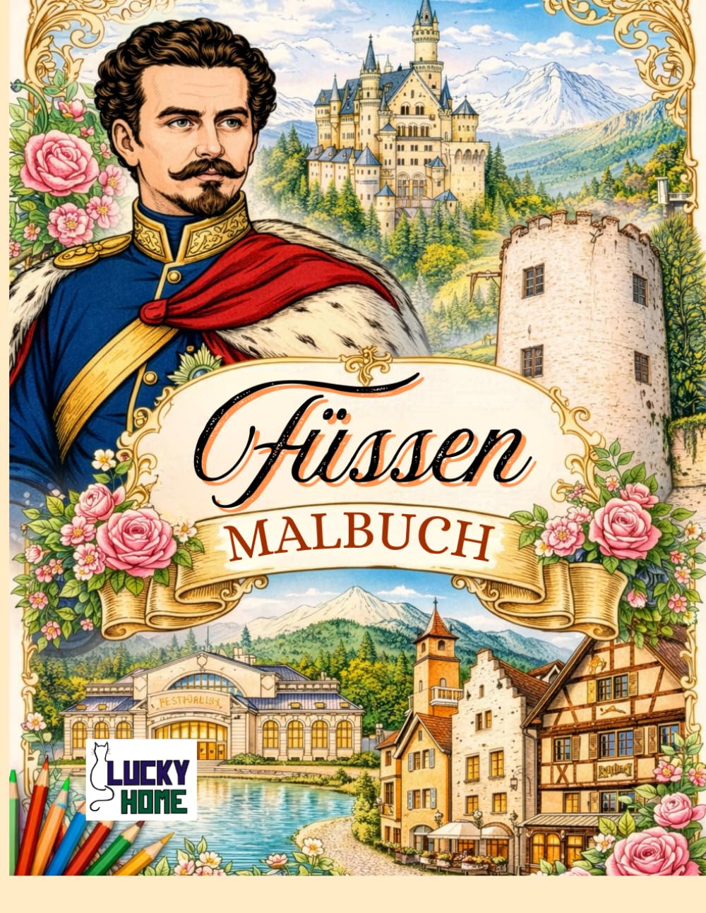 Füssen entdecken – Malbuch für Jugendliche & Erwachsene: Sehenswürdigkeiten, Natur & Architektur zum Ausmalen