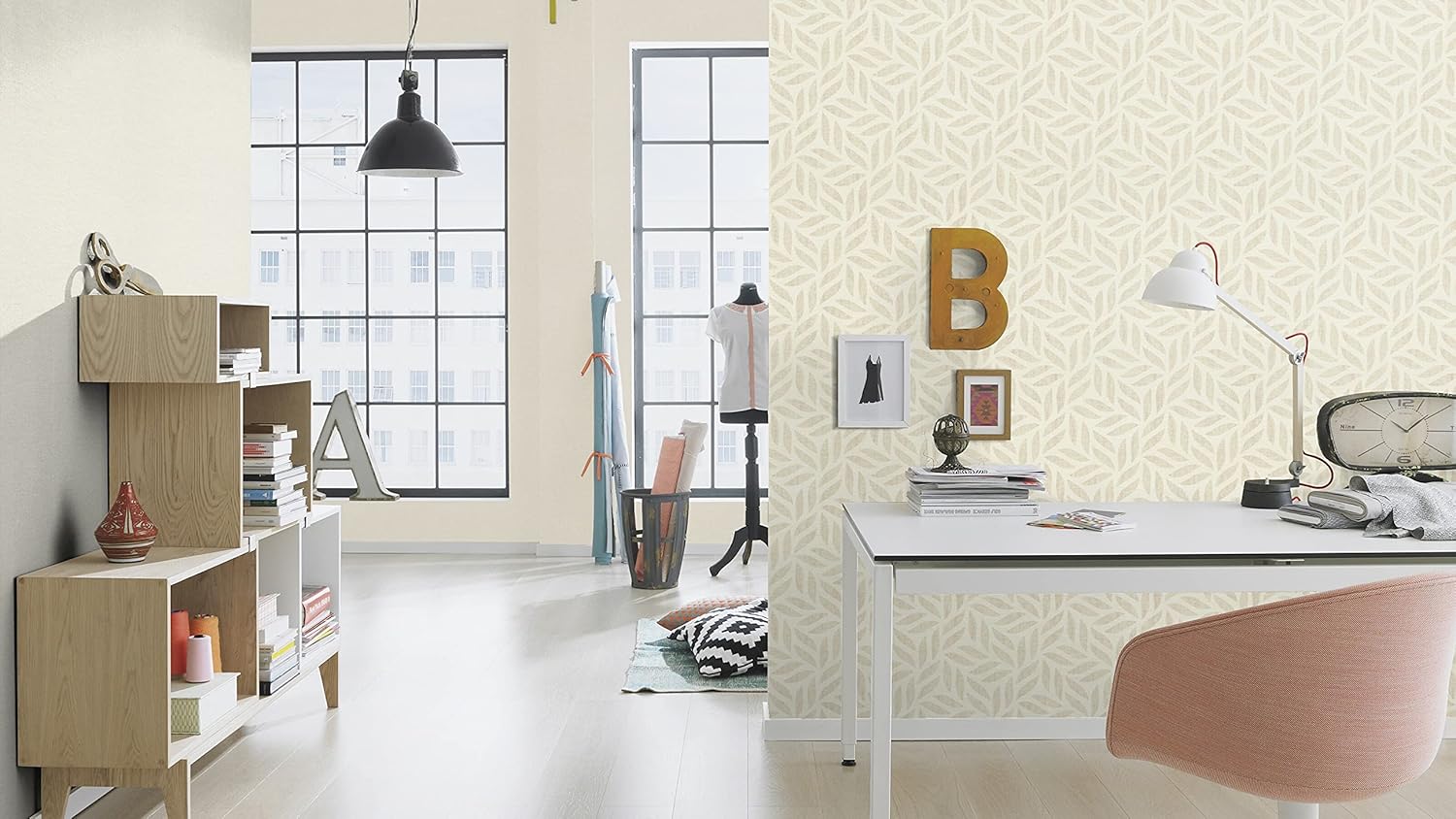 Rasch paperhangings Sagano Taupe Leaf Wallpaper