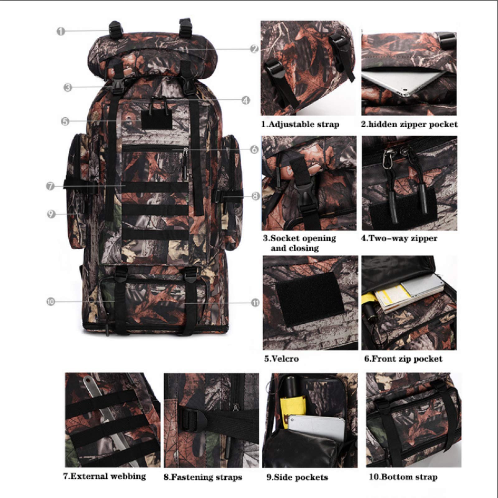 CLBING Plecak turystyczny 100 l bardzo duży plecak kempingowy na bagaż, unisex, zielony