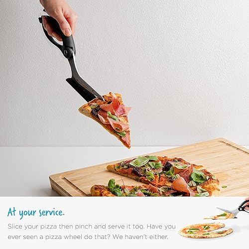 Miniatura 7 de Dreamfarm Scizza Tijeras de pizza 2 en 1 fáciles y ergonómicas con cuchillas de acero inoxidable y servidor de rebanadas antiadherente, color negro