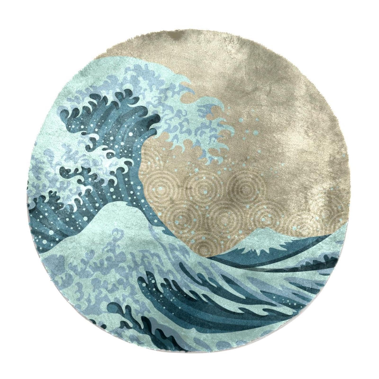 Tapis à poils longs rond japonais pour réchauffer un sol froid de chambre 60 cm