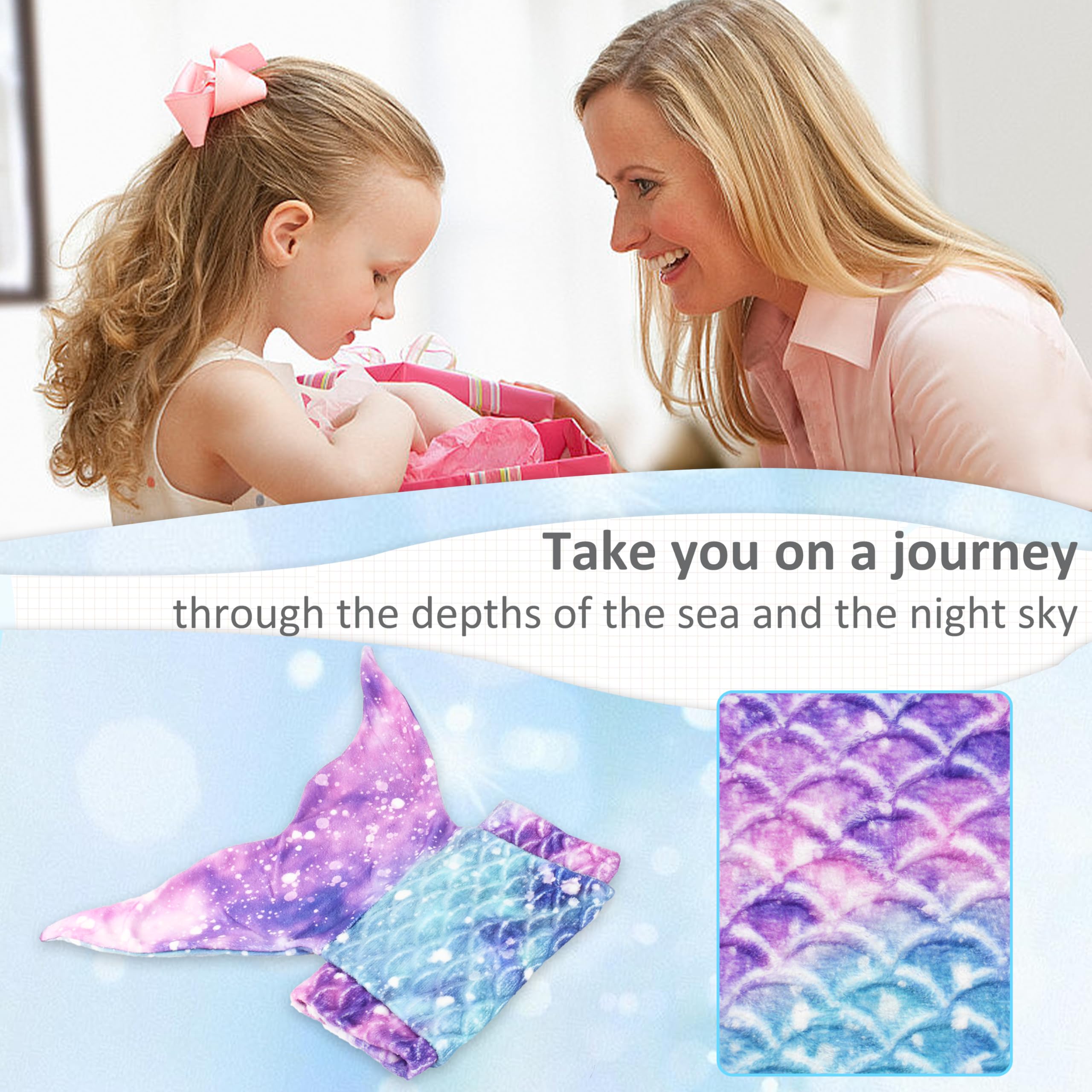 Catalonia Classy Mermaid Tail Blanket for Kid Gift, Wearable Blanket 114 x 41 cm - Image 4