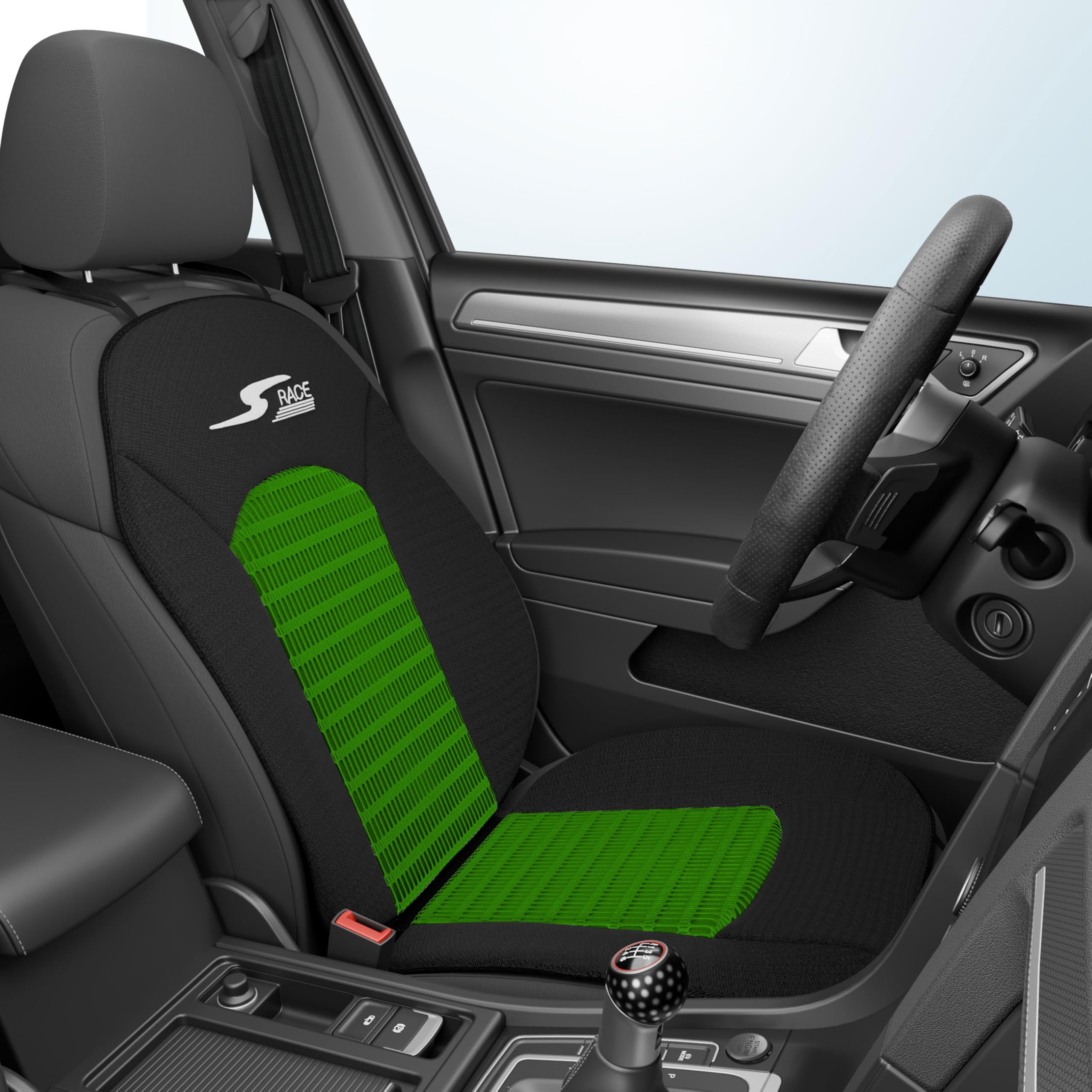 Walser coprisedili auto S-Race 2 pezzi, Premio Molto Buono* coprisedili anteriori in verde/nero, coprisedili universali per auto 2 pezzi, sedili sportivi compatibile con airbag laterale