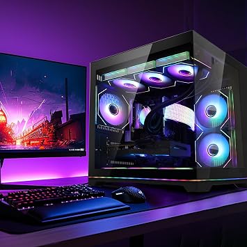 Ocean Park Black AI Gaming PC Gamer Desktop Computer, AMD Ryzen 7 9800X3D 8-Core 4.7GHz, RTX 5060 8GB, 16GB DDR5 6000MHz RAM, 1TB PCIe SSD, 850W PSU, 360mm AIO & APP RGB Fan Control, Windows 11