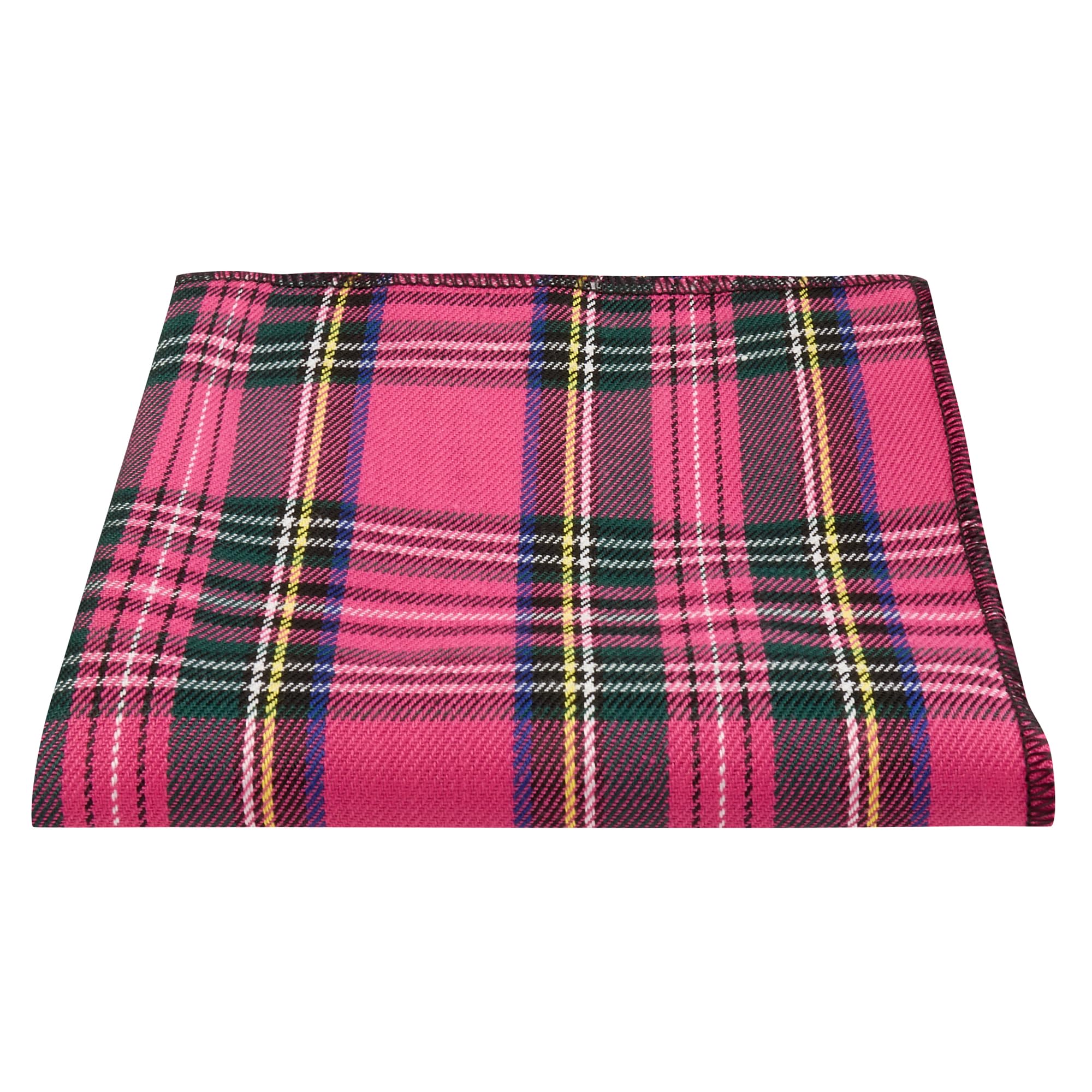 King & Priory Pink Tartan Pocket Square, Handkerchief, Check, Plaid