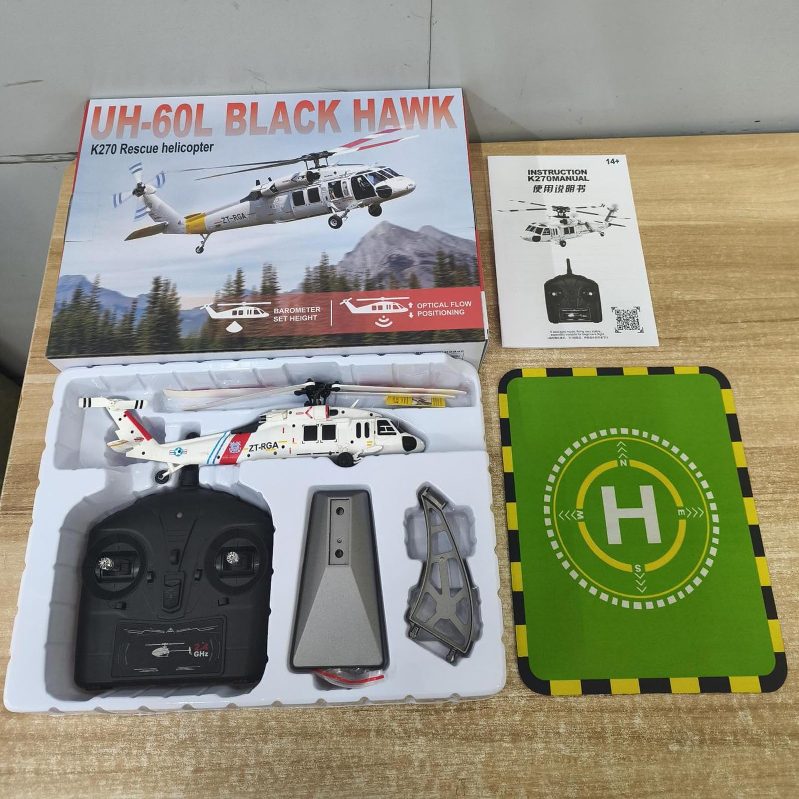 Elicottero radiocomandato K270 UH-60L elicottero brushless flybarless a 4 canali con 4 pale senza alettoni mantenimento dell'altitudine posizionamento ottico del flusso(3 Batteries)