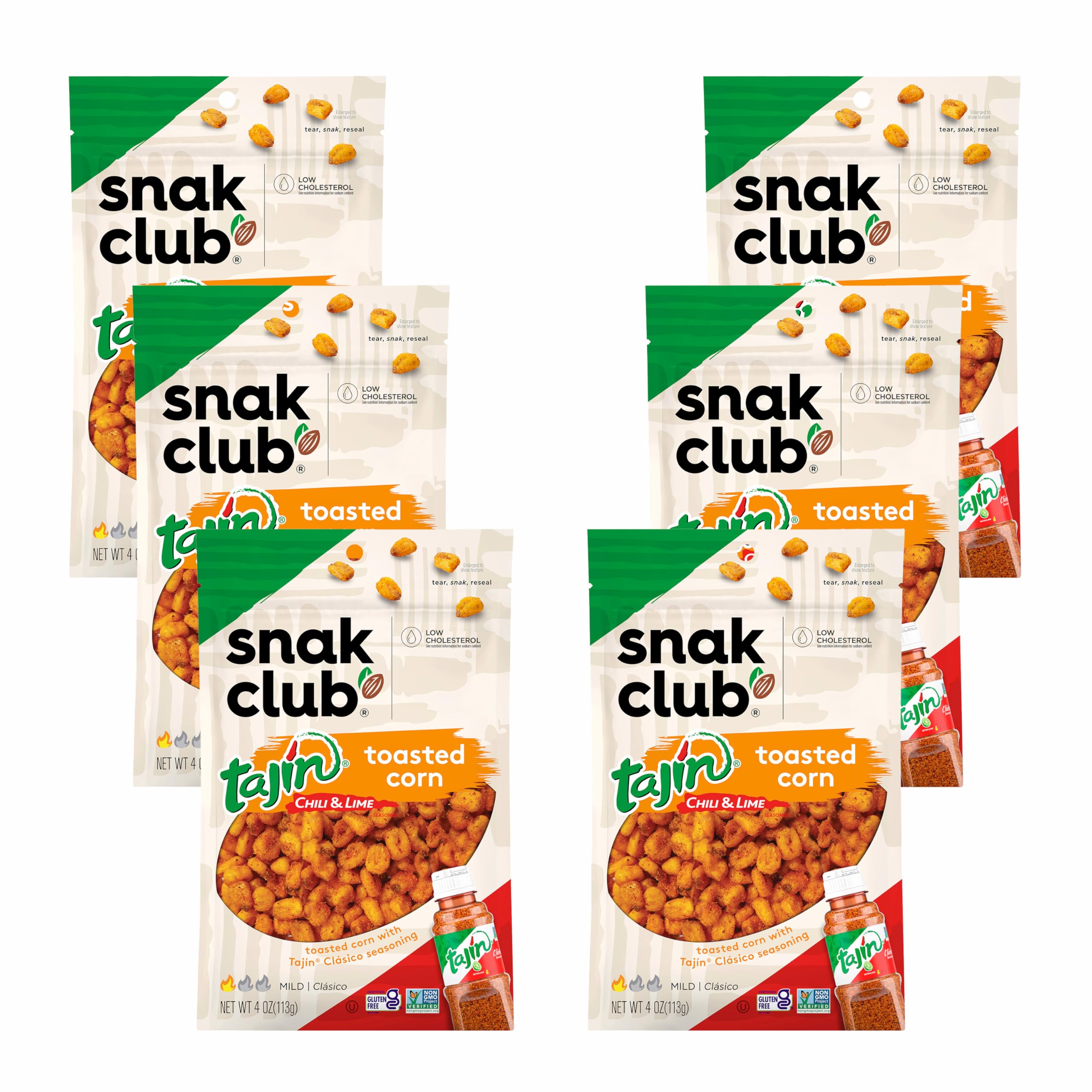 Snak Club Tajin Toasted Corn, 4oz (Pack of 6)