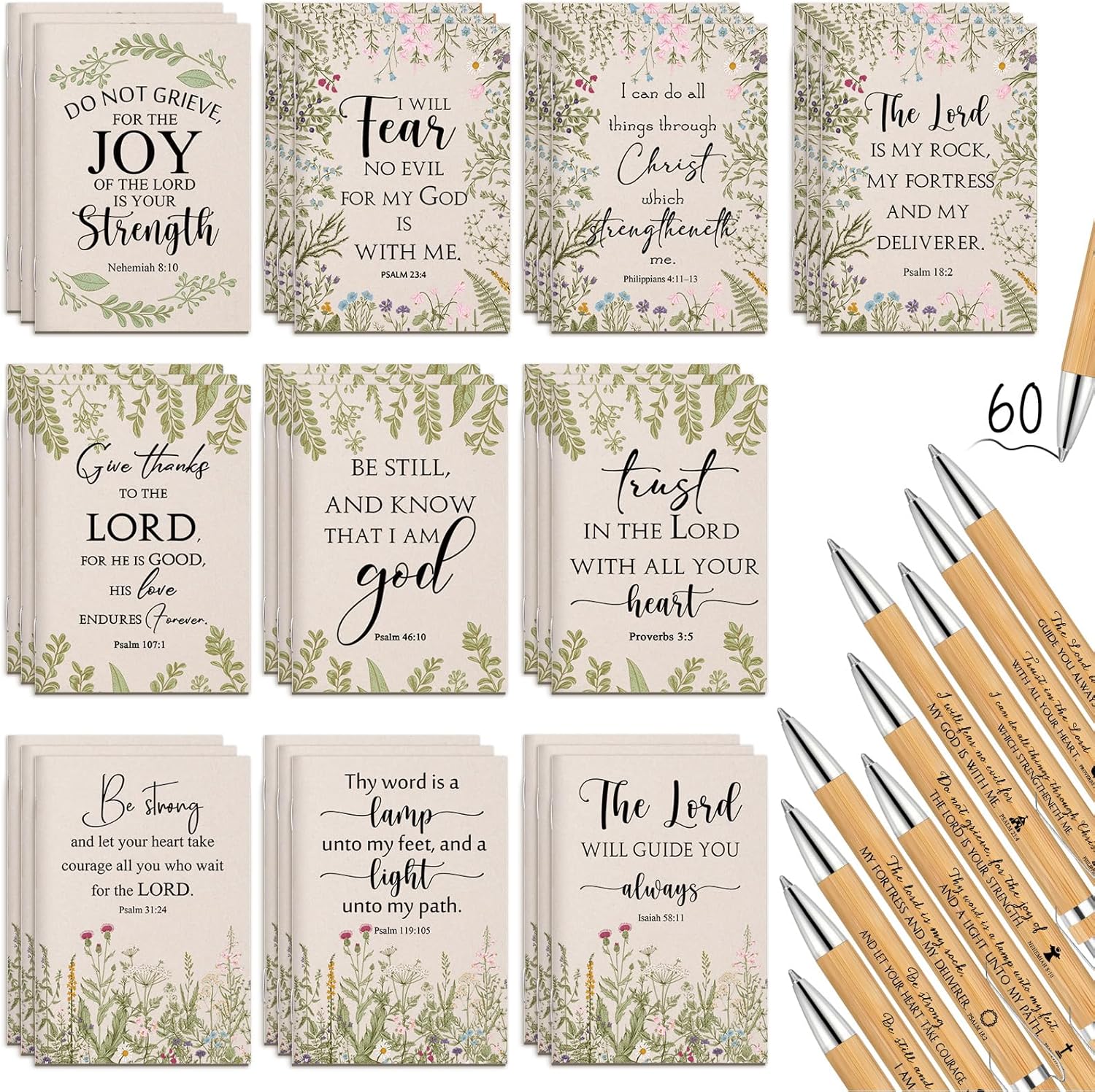 Ctosree 200 Pcs Mother's Day Christian Gift Bulk for Women Bible Verse Notebook Prayer Journal Inspirational Pen Father's Day Religious Gift for Church Teacher Nurse (Beige)