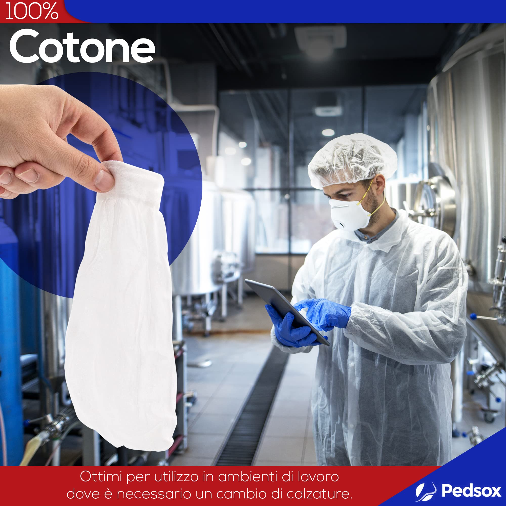 100 pares de Calcetines Desechables Resistentes para Deporte y Trabajo, 100% Algodón, Unisex, Talla Única, Blanco
