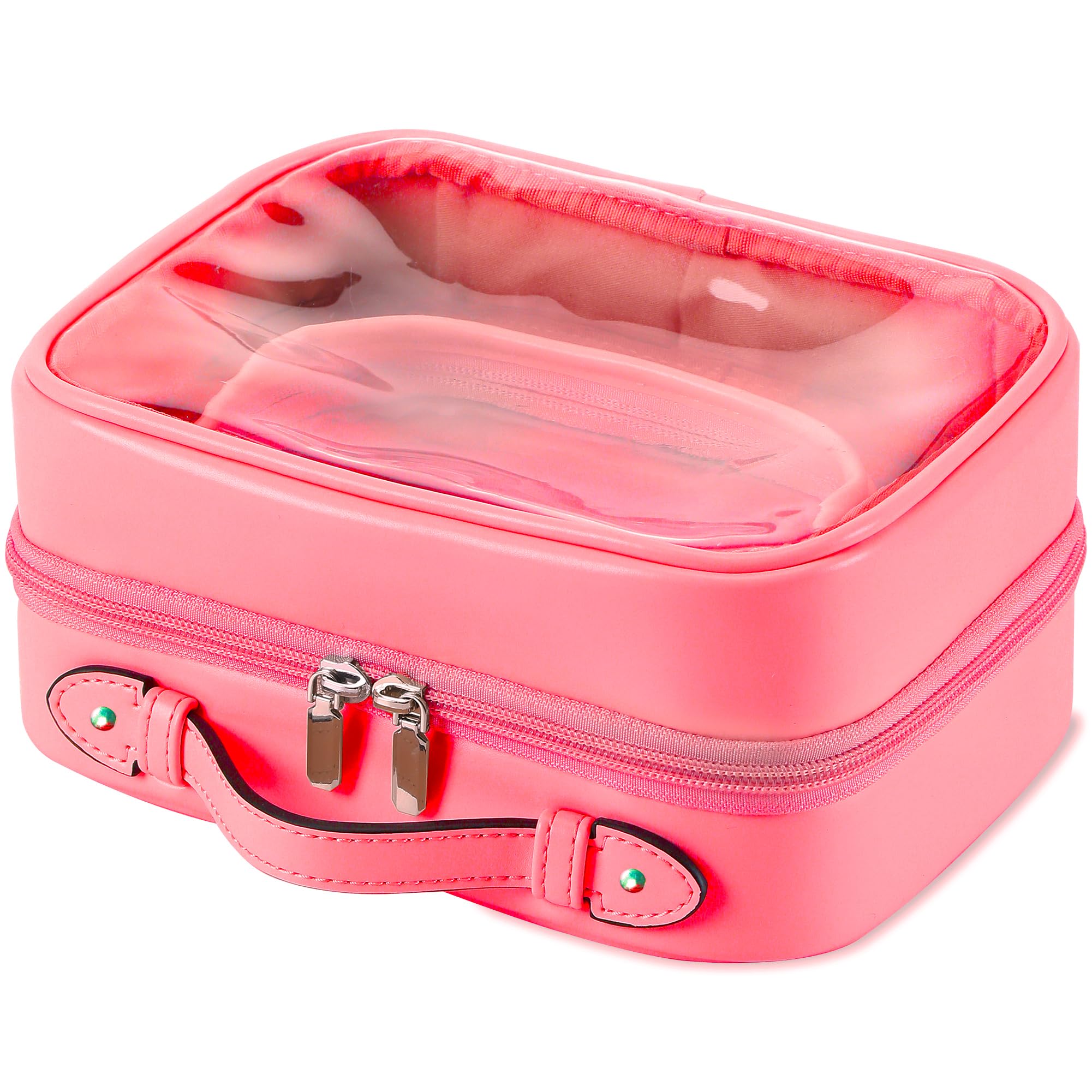 Veki Transparent Kosmetiktasche, Doppelte Lage Reise Kulturbeutel, Wasserdichter Kulturtasche, Groß Kapazität Öffnen Sie Kosmetikbeutel, Make Up Tasche Organizer für Damen und Mädchen