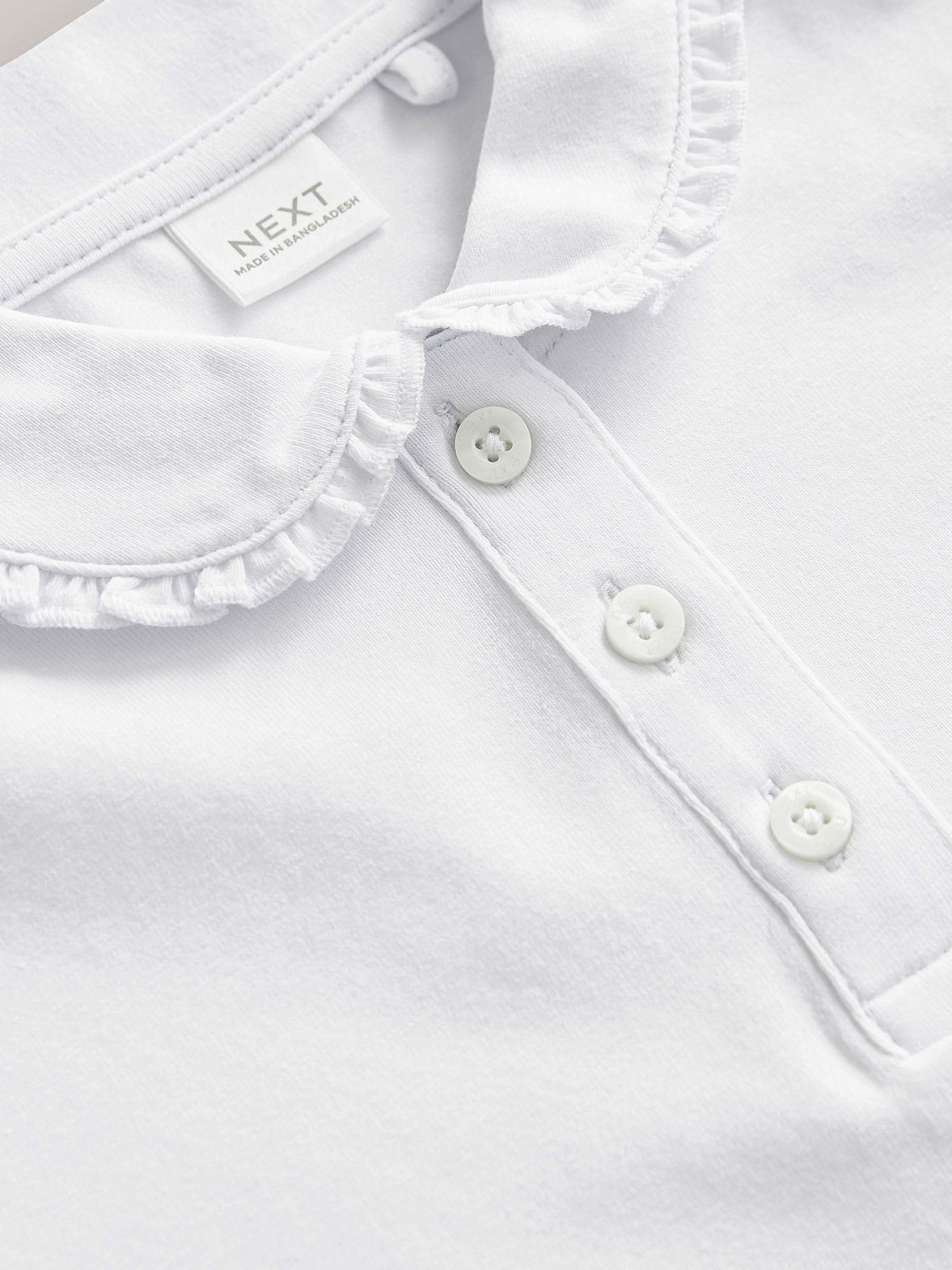 NEXT Fille Polo d'école en Coton Extensible à Manches Longues et col à Volants, Lot de 2