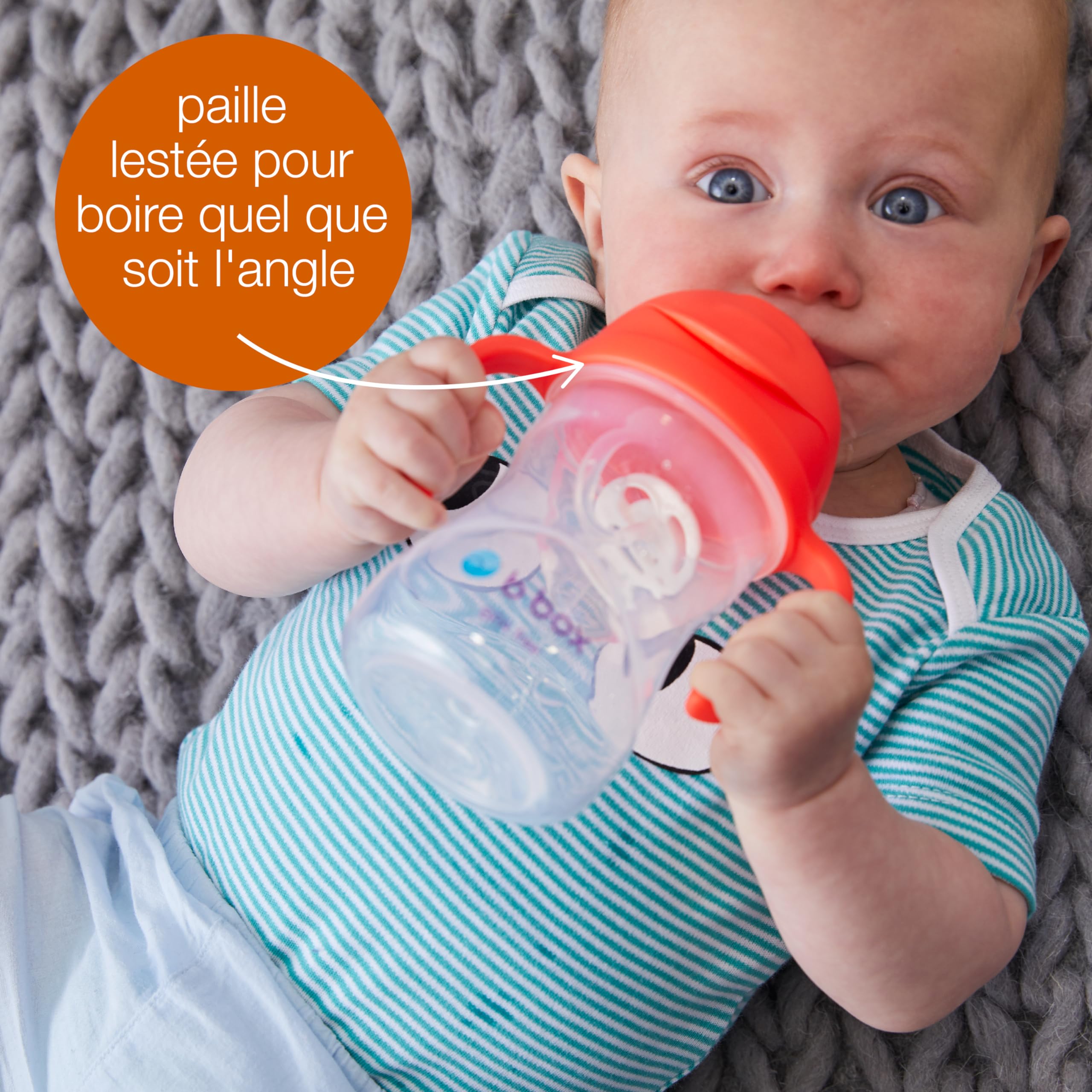 b.box Tasse d'Apprentissage Bébé | Pour Boire Quel que Soit l'Angle | Couvercle Rabattable, Gobelet avec Paille, Prise en Main Facile | Sans BPA, Passe au Lave-Vaisselle | Dès 6 Mois | 240 ml