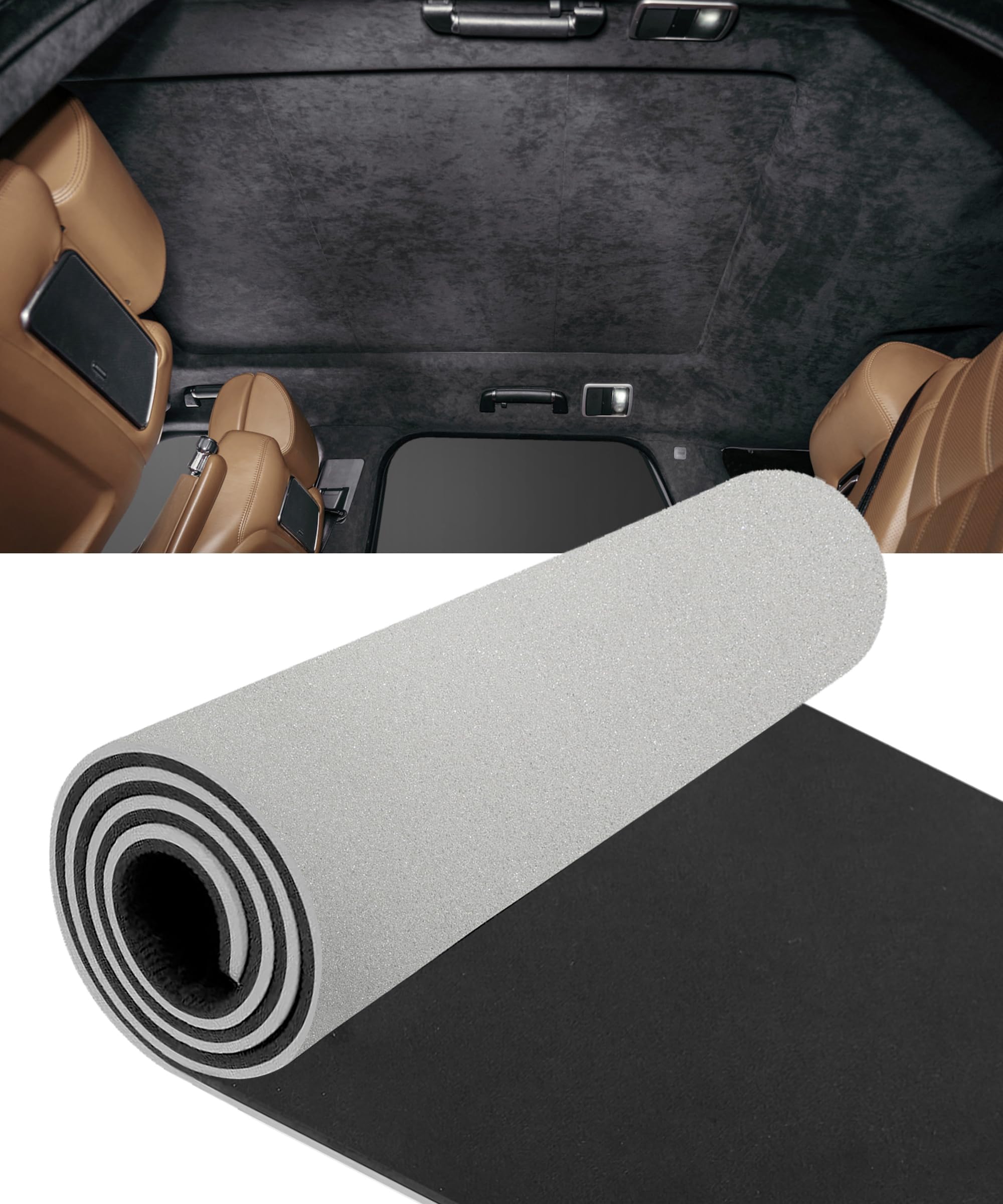 Zlirfy Headliner Fabric,Car Headliner Black Suede Headliner Fabric,Automotive Car Headliner Suede Headliner Fabric with Foam Backing Material,Car Accessories (Black, 54"×60“)