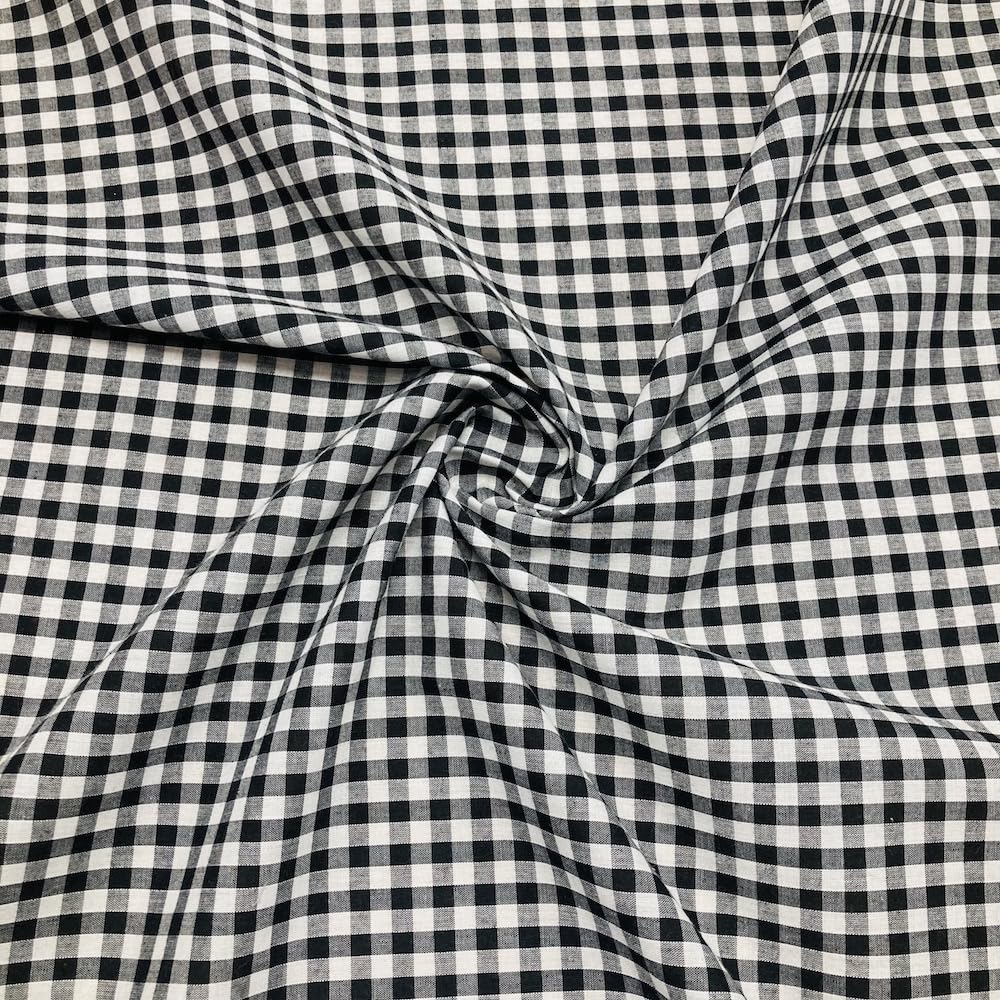 Gingham Check 1/4 Inch Polycotton Fabric (Per Metre) (Black)