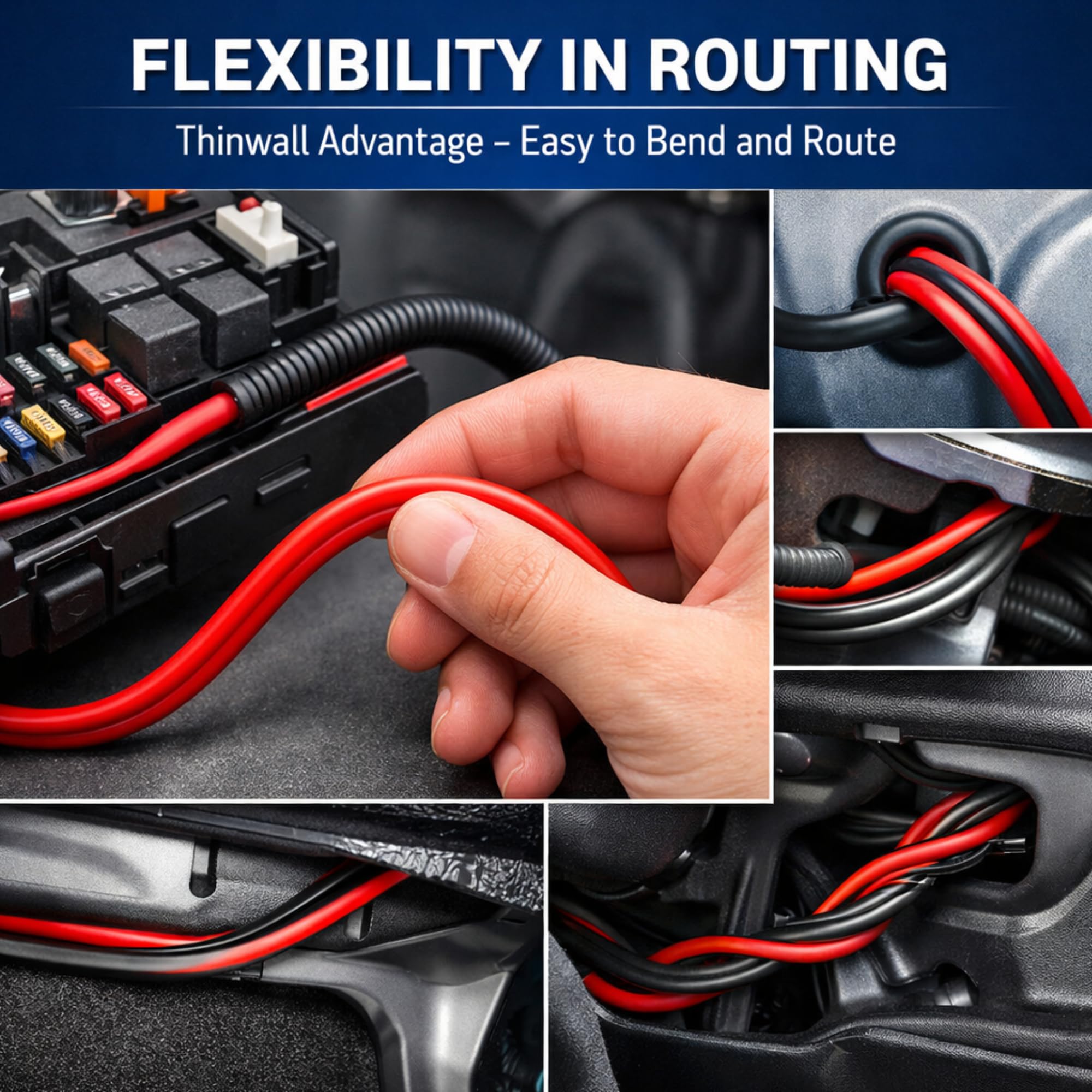 Set di cavi flessibili in PVC rosso e nero per cablaggio auto automobilistiche 12V 24V batteria 39/50/70 Amp 3mm 6mm 10mm (10mm rosso + set nero, 1 metro)