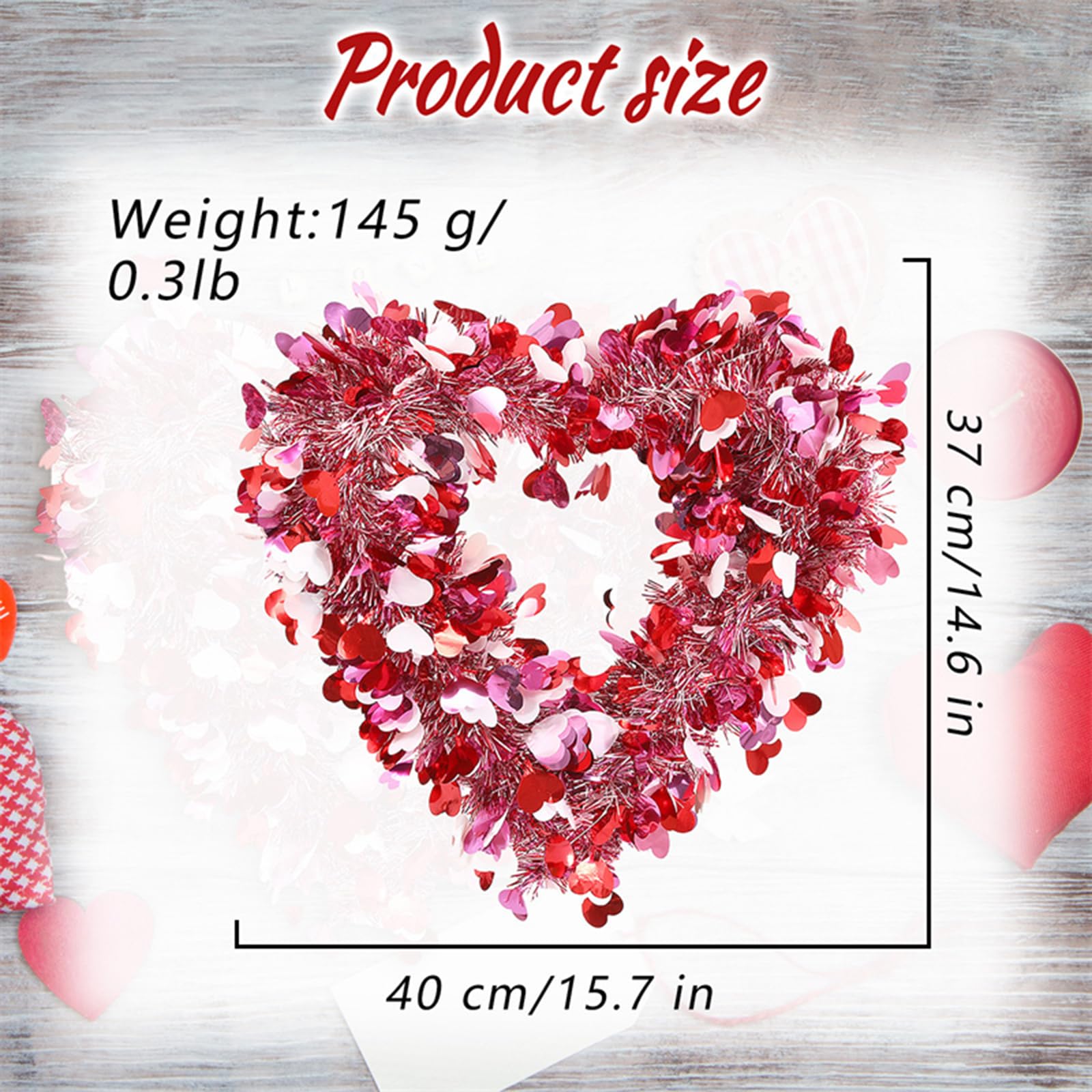 Ghirlanda a forma di cuore per San Valentino, ghirlande rosse e rosa con amore da appendere, per San Valentino, ghirlanda da appendere per interni ed esterni, finestre, pareti, porte d'ingresso,