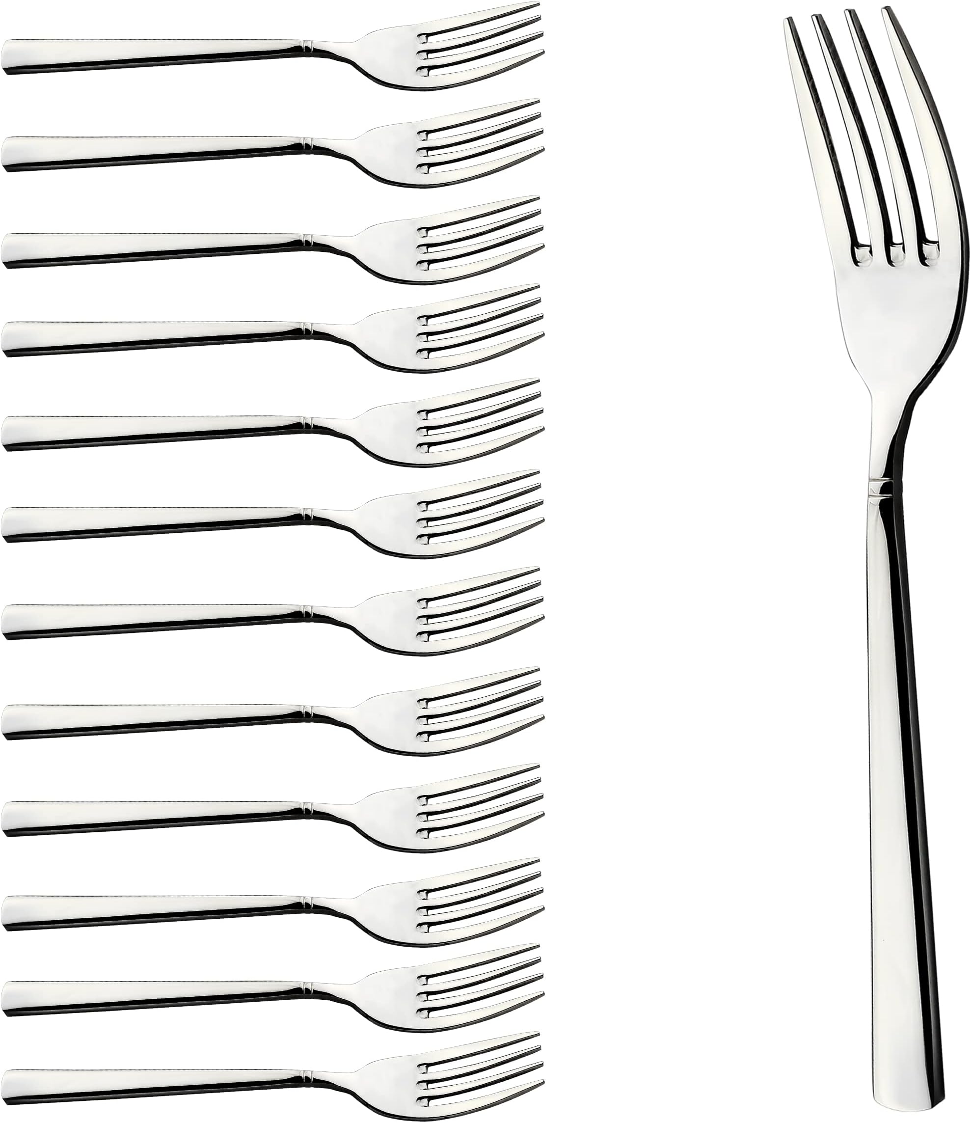 CAMRI Forks Set of 12 – Dinner Fork Stainless Steel, Heavy Duty, Silver, Mirror Polished, Cutlery Table Forks Set for Home, Kitchen & Restaurant, Dishwasher Safe 18.3 cm / 7.2 in (C37-12 Pcs)