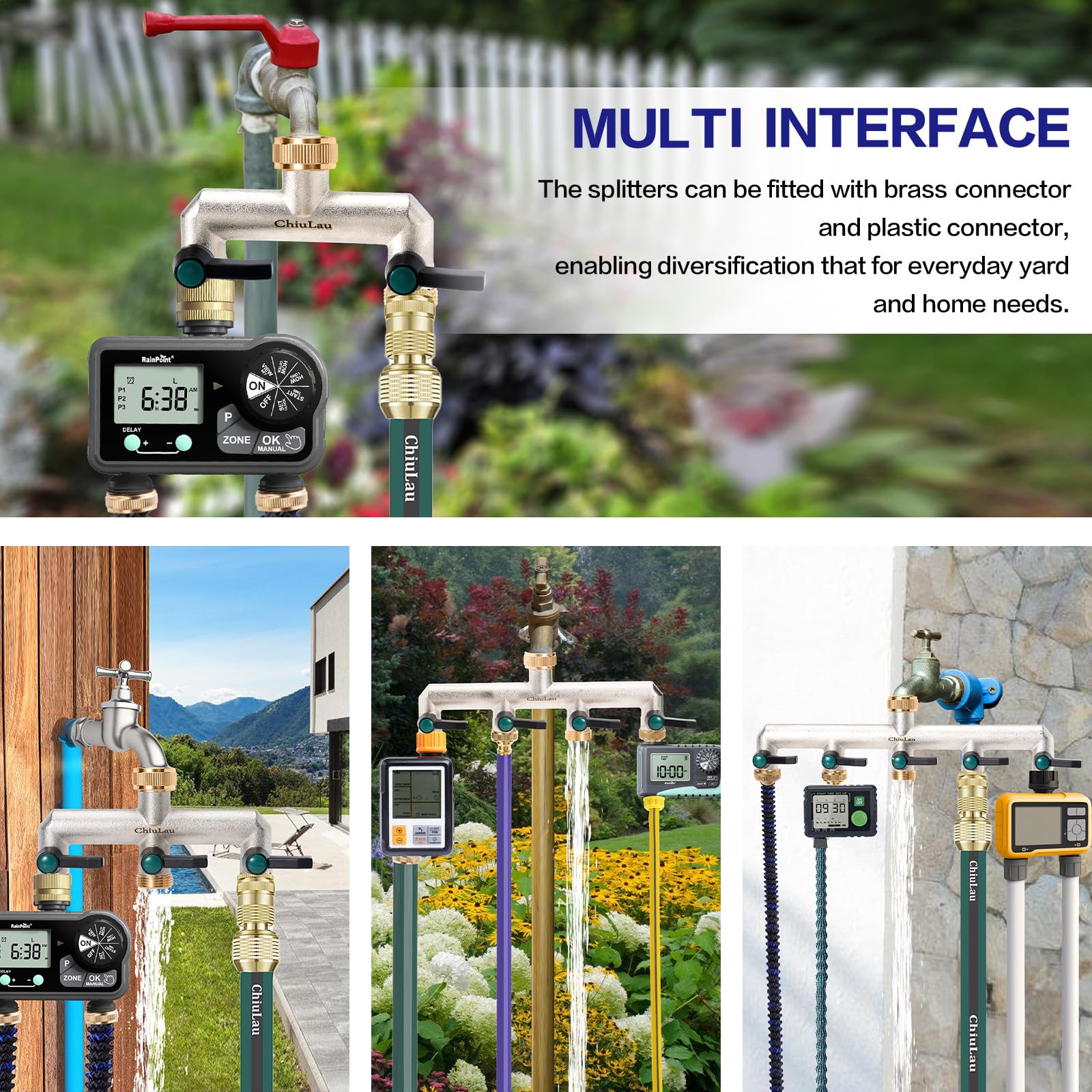 Spaccatubi Per Tubo Da Giardino In Ottone 3/4 Di Pollice A 4 Vie