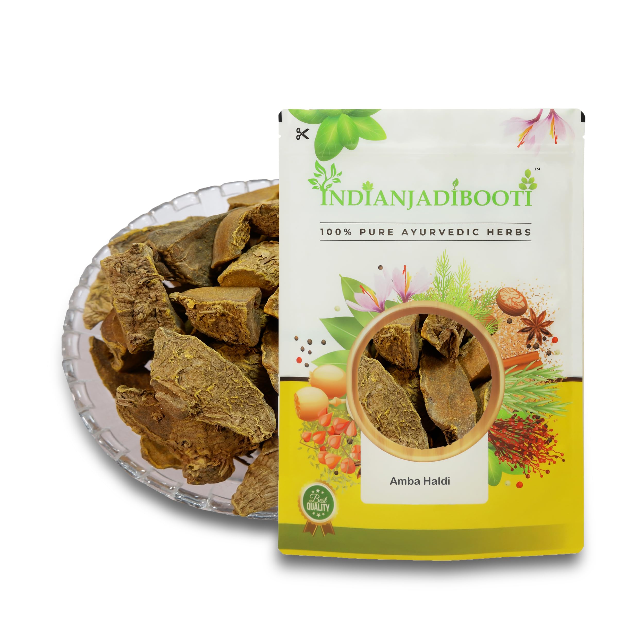 IndianJadiBooti Amba Haldi - Aamba - Aama Haldi - Kasturi Haldi - Curcuma amada - Wild Turmeric, 900 Grams