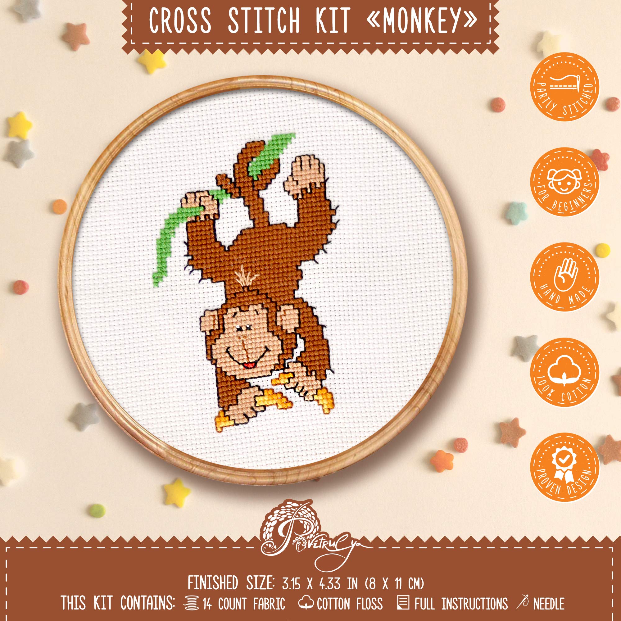 Cross Stitch Kit for Kids 'Monkey'