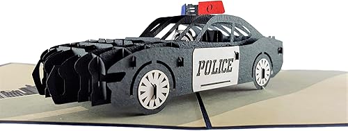 iGifts And Cards Tarjeta de felicitación 3D emergente de coche de policía, 6 x 6 pulgadas, regalo pensado para policías, socorristas, oficiales de