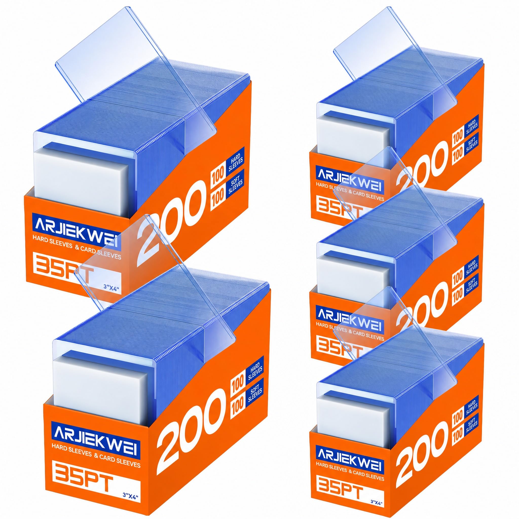 1000 Card Sleeves Hard Plastic, 3" × 4" Rigid Card Holder for Trading Cards