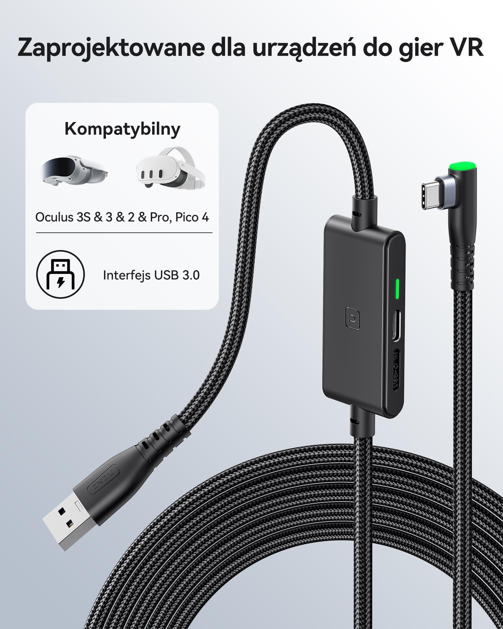 INIU Kabel Link 5 m, kompatybilny z Meta/Oculus Quest 3/2