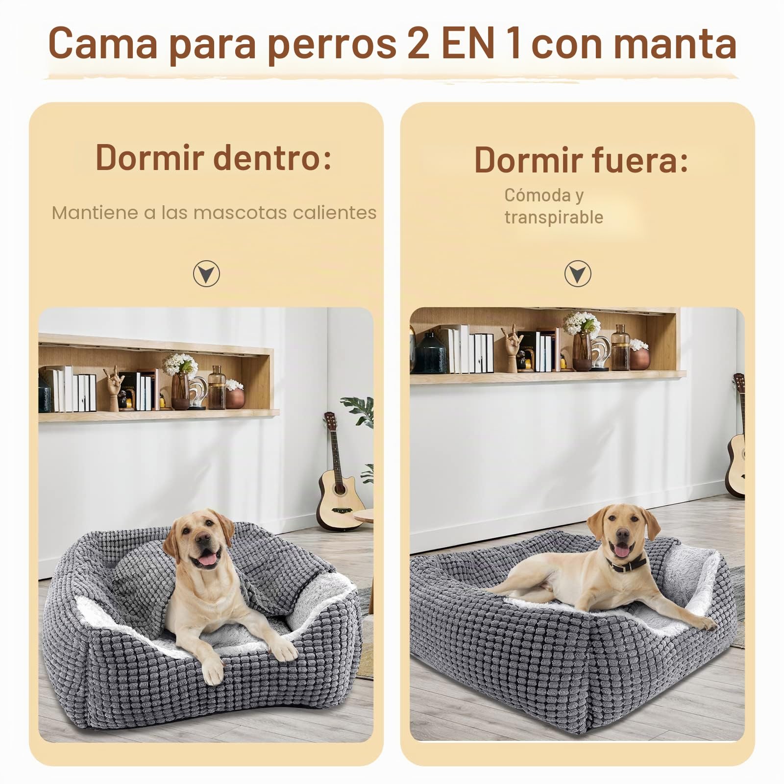 JOEJOY Cama para perros de tamaño mediano, cesta para perros con manta extraíble, cama para perros de pana mullida, lavable, antideslizante, sofá para perros con borde alto, cabe hasta 14 kg mascotas