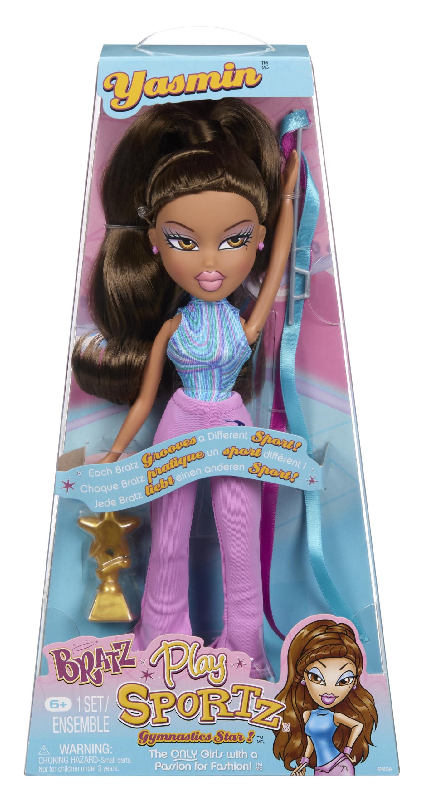 Bratz Play Sportz Yasmin (Gimnasia) - Muñeca de Moda con Accesorios