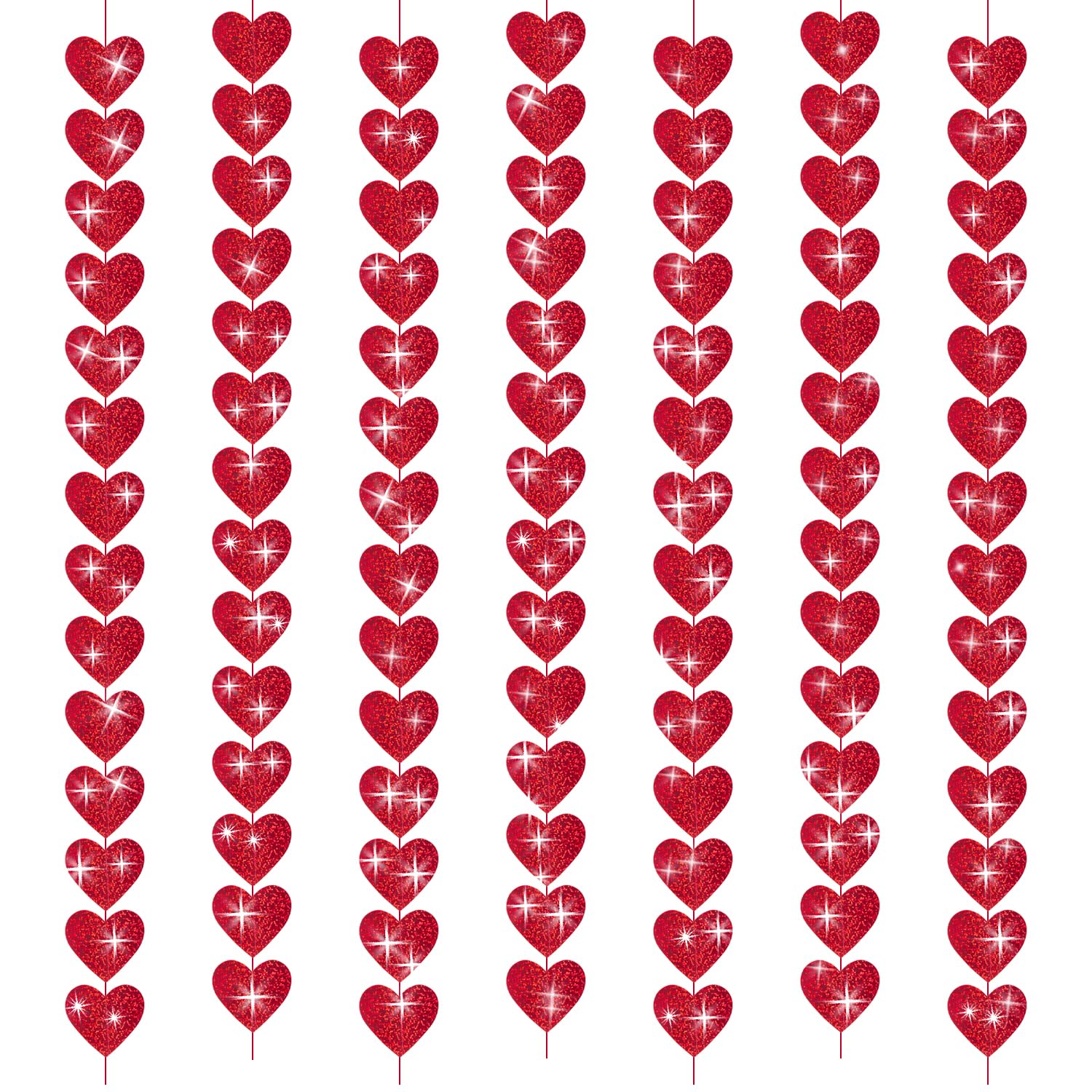 Red Hearts Glitter Garlands, Valentines Day Decorations, Red Hearts Hanging String Decor for Valentines Day, Anniversaries Proposals Decorations Wedding Backdrop Party Supplies Y9JCAXLA (Glitter Red)
