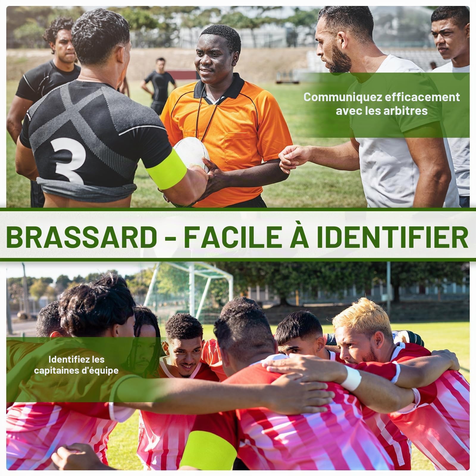 PATIKIL Brassard de Capitaine de, 18 pièces Brassardsélastiques pour Le Brassardsde Sport pour Jeunes et Adultes Équipe de Entraînement Bandes de Bras fluorescentes Jaunes