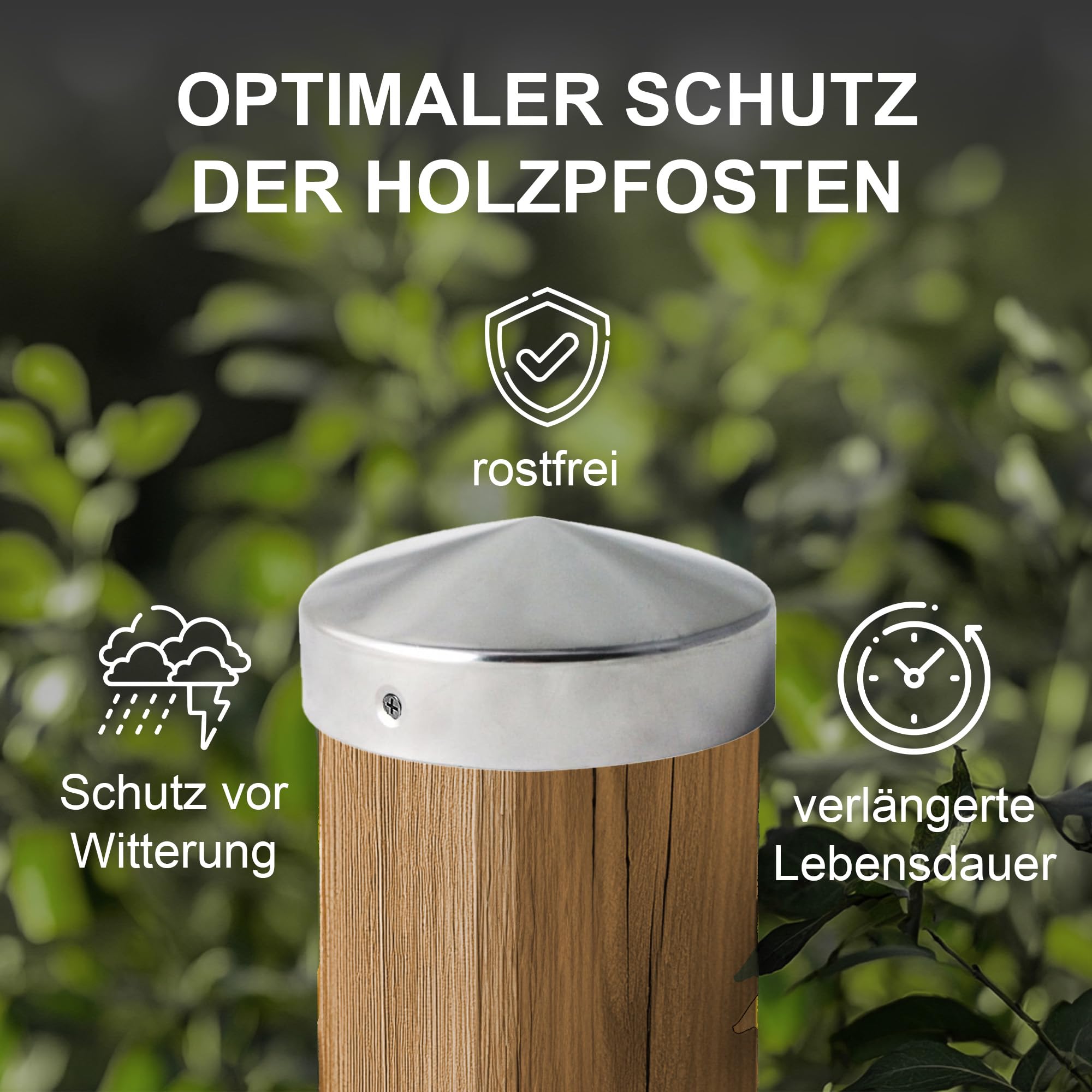 H2i - 10 tappi rotondi per pali di recinzione, zincati, rotondi, dimensioni: Ø 101 mm/Ø 121 mm (Ø 101 mm)