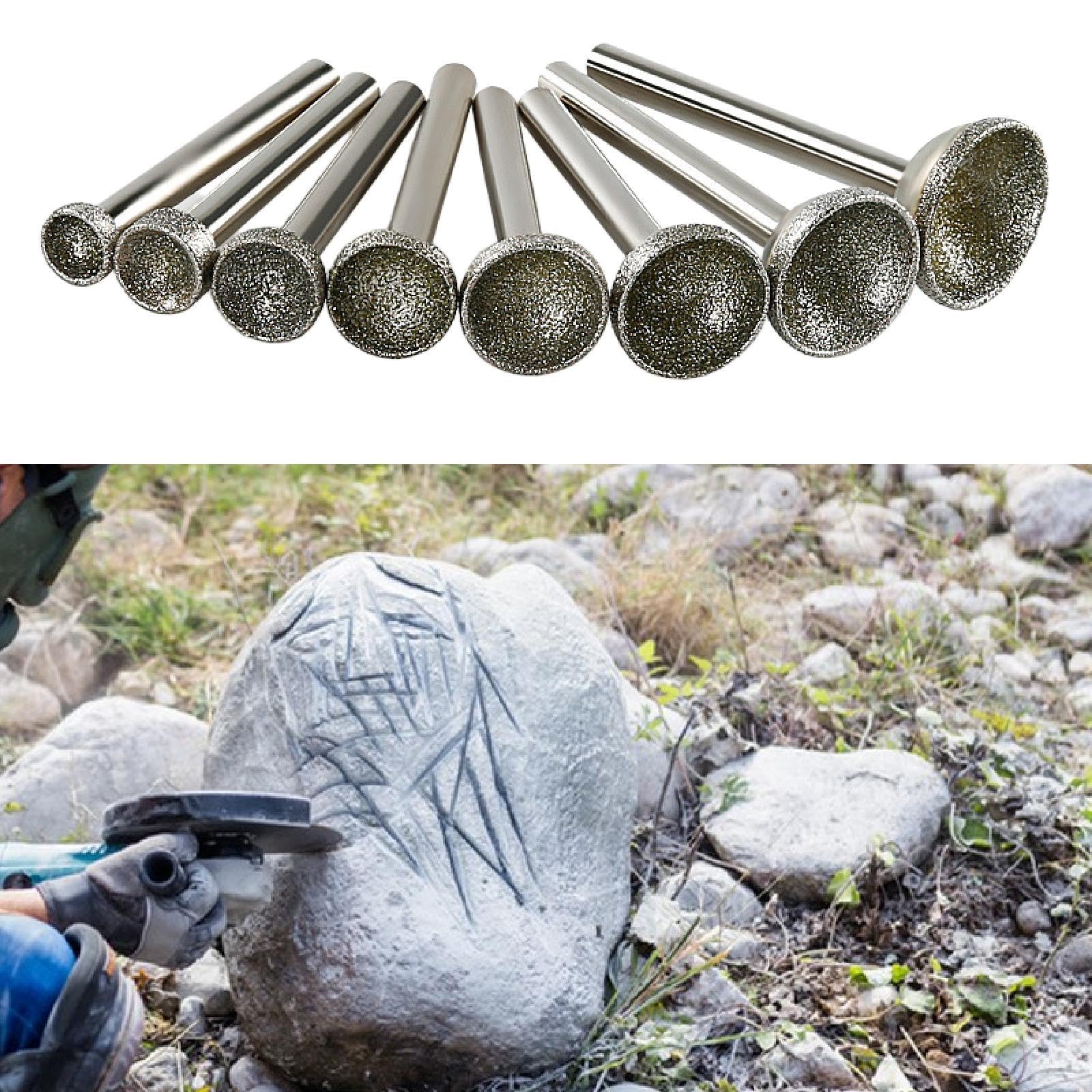 Schleiffrässtift-Set, 6 mm Schaft, für Drehwerkzeuge, 10–25 mm Durchmesser, für Stein-DIY-Schmuckherstellung, Keramik, Schnitzerei, 8-teilig