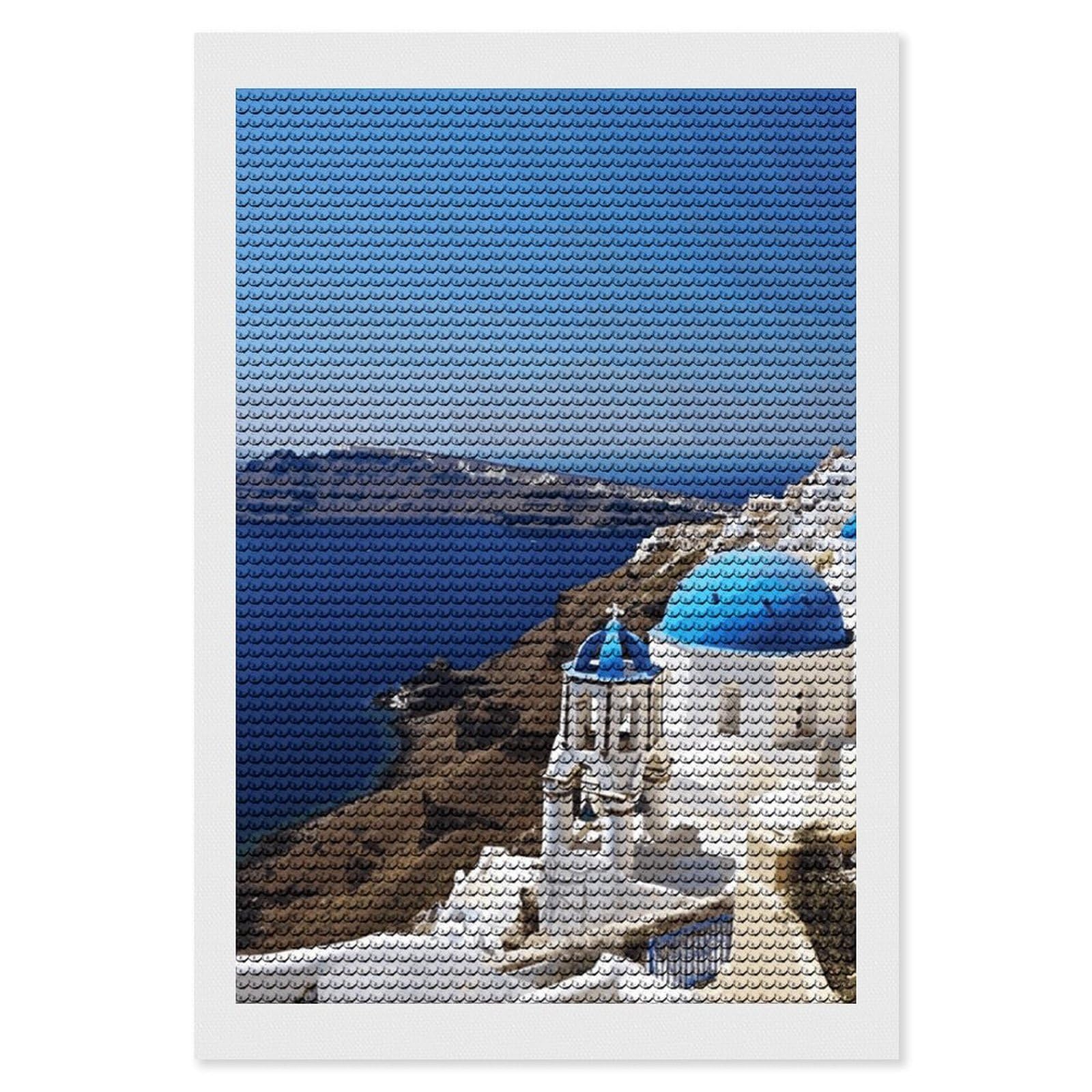 DWVTSLH Santorini Greek Island Sea View Diamond Painting Kits for Adults, Personalized Diamond Photo Art Full Drill, DIY 5D Diamond Art Painting Kits for Beginners, Home Wall Decor 8"x12"
