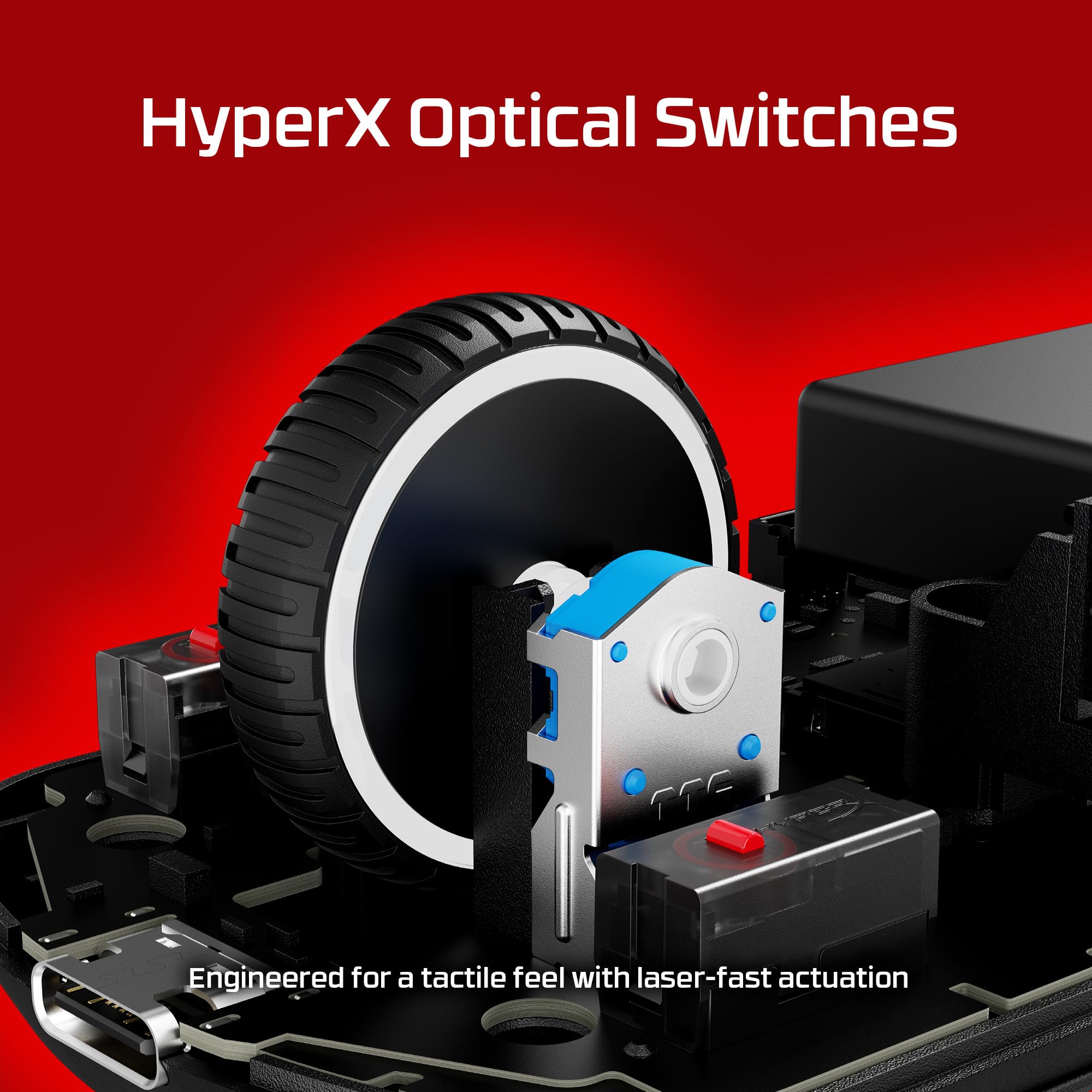 HyperX Pulsefire Saga Pro Modułowa mysz do gier RGB, waga 72g, bateria 90h, 4K, czujnik 26K, OMEN Instant Pair, 6 przycisków, kolor czarny
