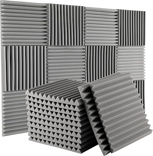 Paneles de espuma acústica a prueba de sonido espuma absorbente insonorizada 12 piezas con adhesivo adhesivo de doble cara - Paneles de pared de