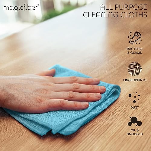 Miniatura 3 de MagicFiber Paño de limpieza de vidrio y ventanas (paquete de 4, 13 x 13) ultra suave, reutilizable, absorbente y sin pelusas, toallas para polvo,