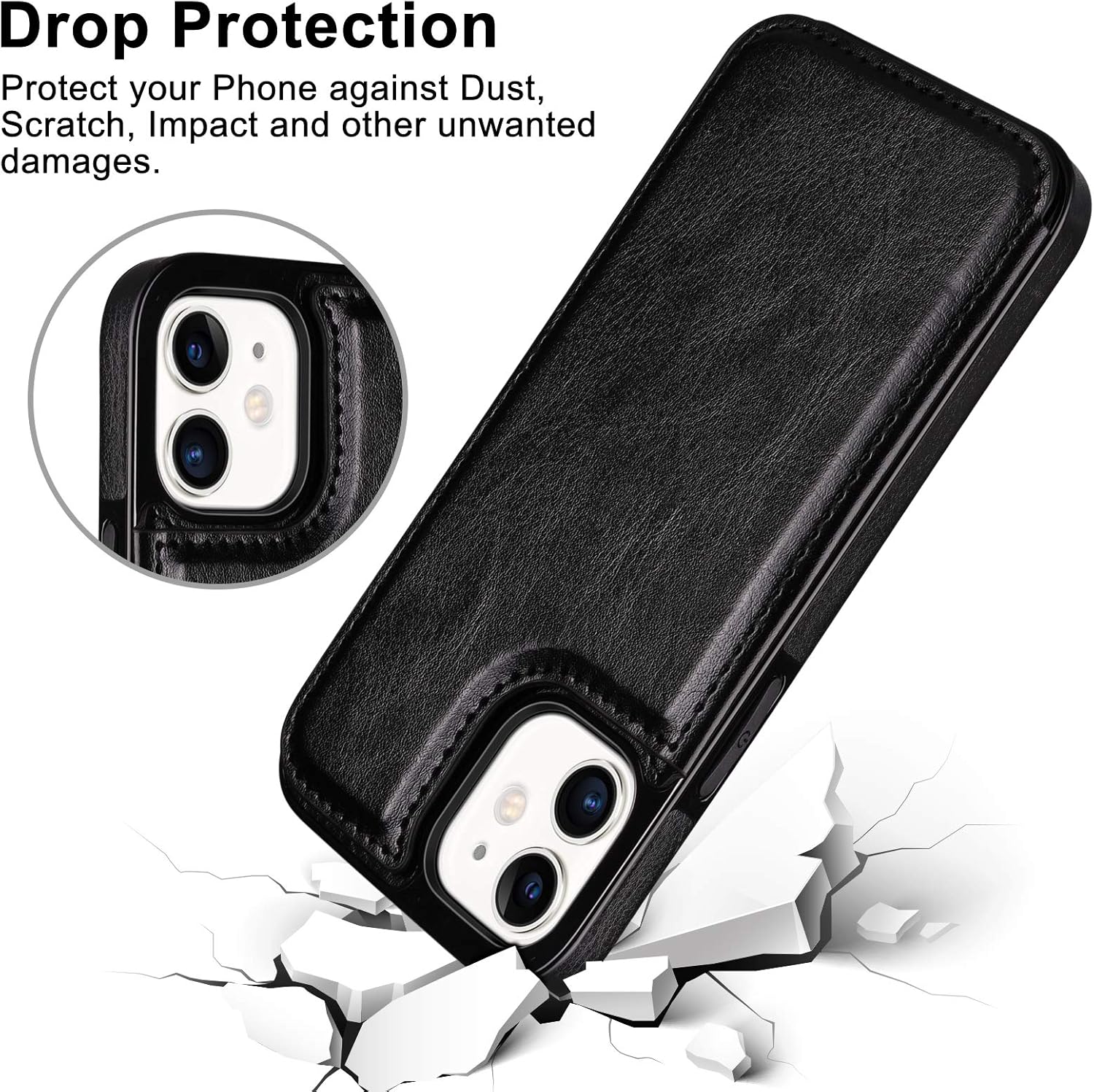 Coolden for iPhone 11 Case Shockproof Case for iPhone 11 Wallet Case Cover with Card Holder Slot Flip Folio Soft PU Leather Magnetic Closure Protective Case Cover for iPhone 11 6.1 inch (Black) 6 81cqLj0zW8L. AC SL1500