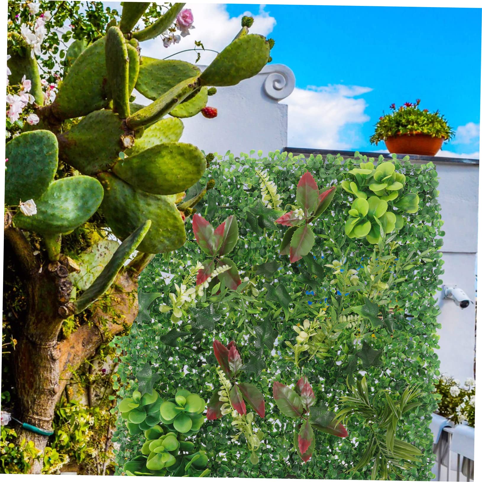 Mikikit Mur Végétal Artificiel 50x50 Cm en Ldpe Vert, Fausse Pelouse Décorative Anti-UV, Facile à Installer pour Décoration Murale Intérieure et Extérieure