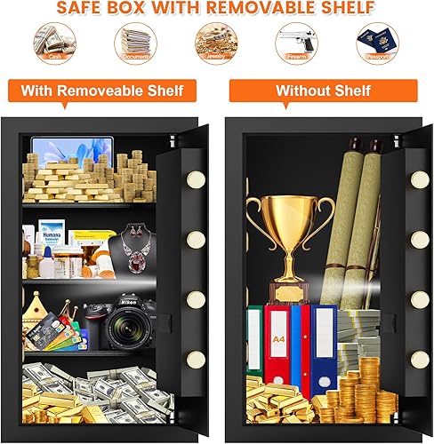 Miniatura 3 de Caja de seguridad ignífuga de 27.56 pulgadas de alto, caja de seguridad para el hogar de 6.1 pies cúbicos con bolsa impermeable ignífuga, caja