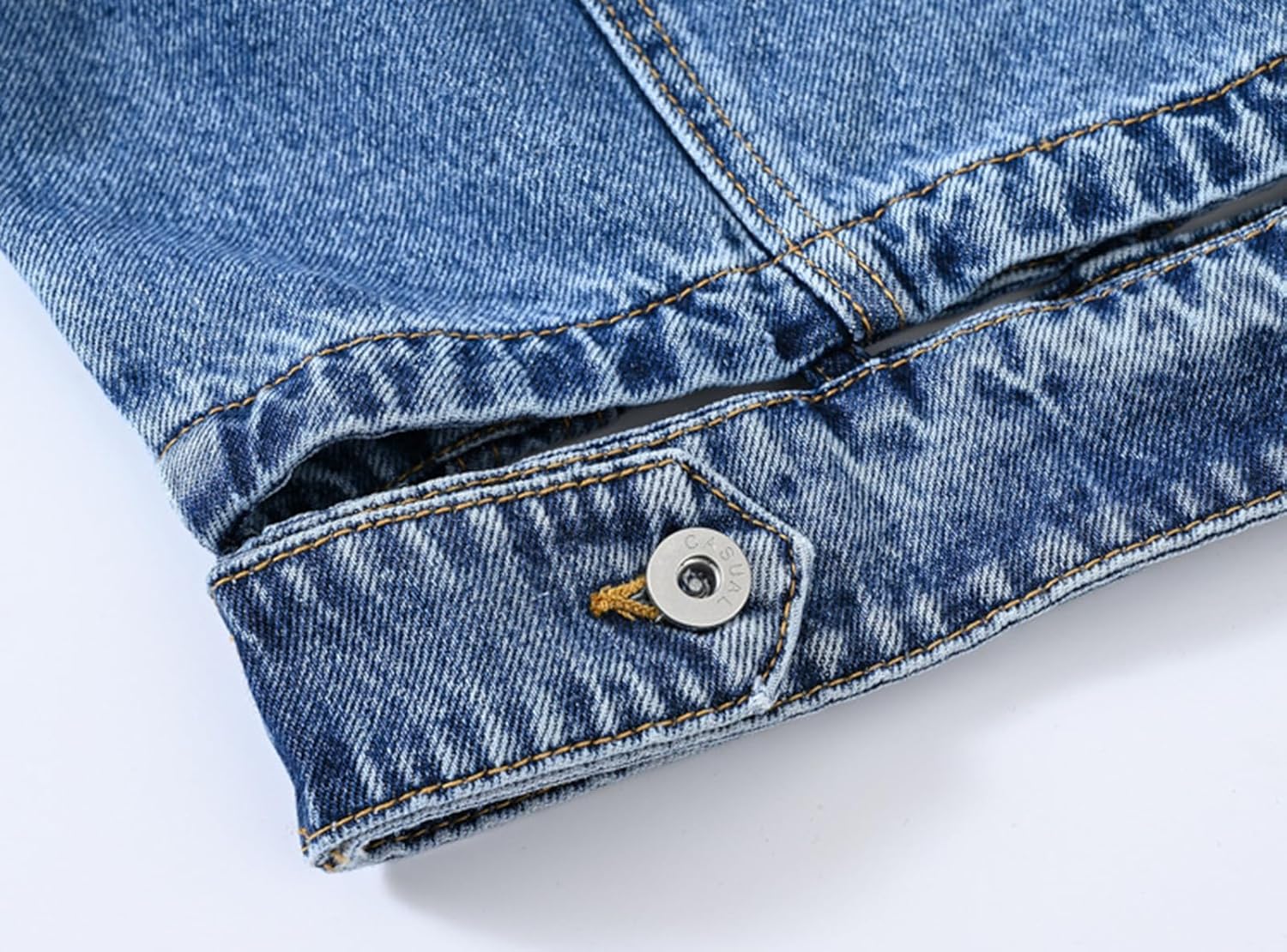 Women's Denim Jackets,Button Down Long Sleeve Cropped high waisted chic denim short jacket top with Pockets - Image 7