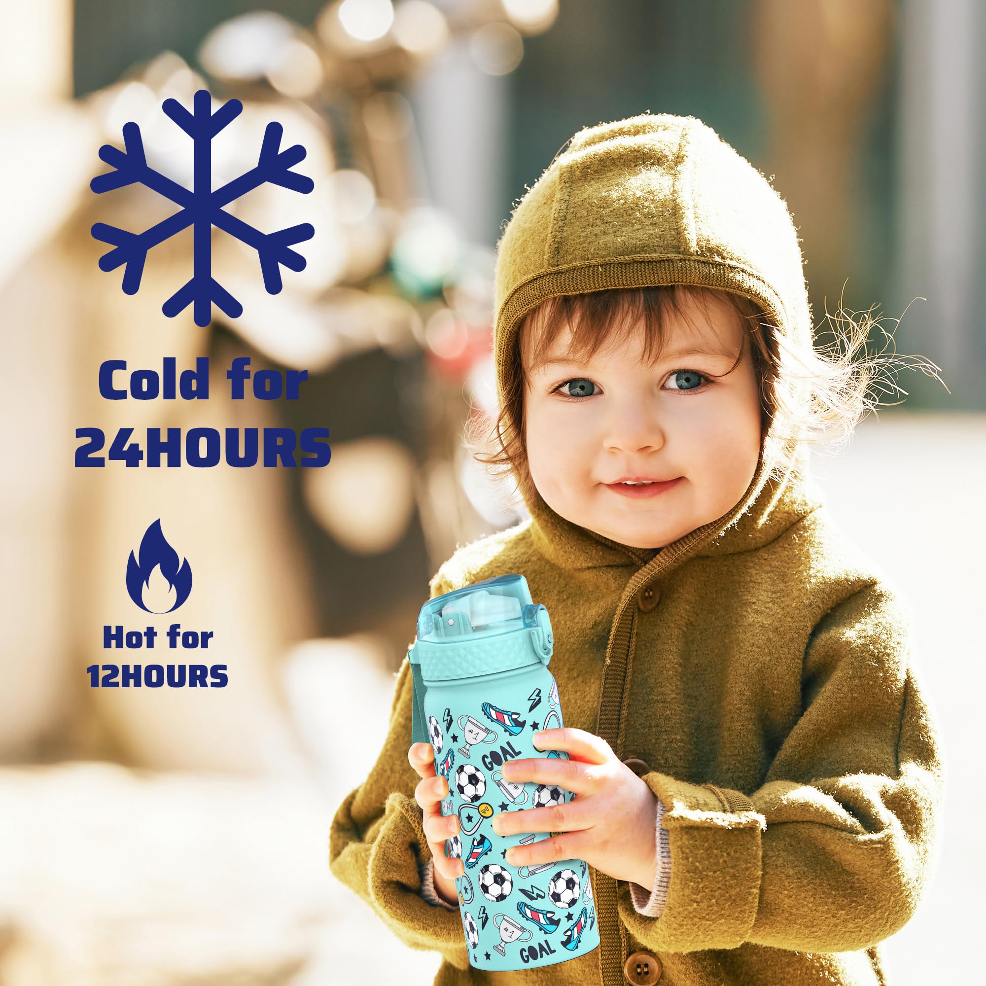 GOPPUS, Borraccia ermetica per bambini con cannuccia, carina, in acciaio inossidabile a doppia parete, con isolamento sottovuoto, piccola, a prova di perdite, senza BPA, 550 ml