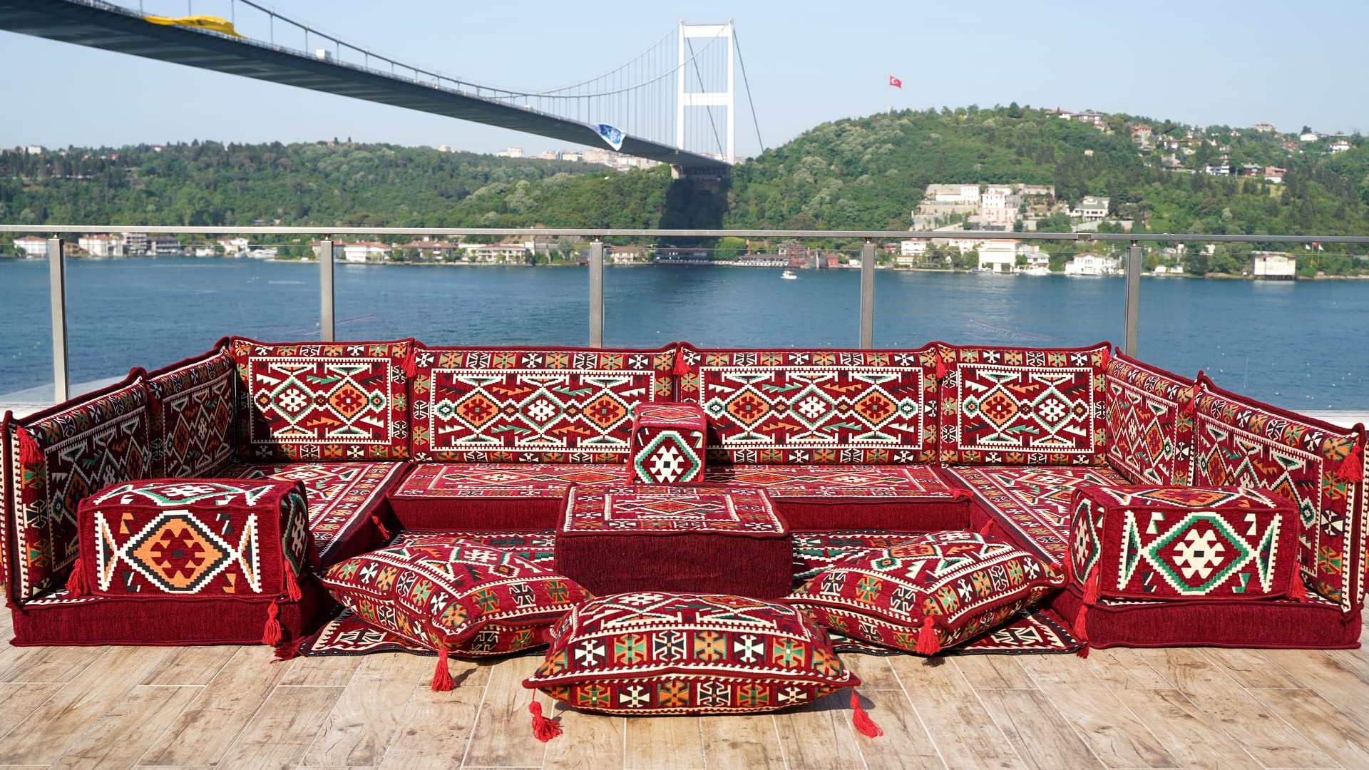Buy Red Color U Shaped Arabic Sofa Set, Arabic Majlis, Turkish Floor