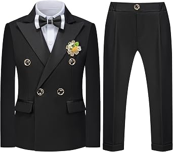 Boys Suits Toddler Tuxedo Double Breasted Formal Suit Set Kids Wedding Outfit