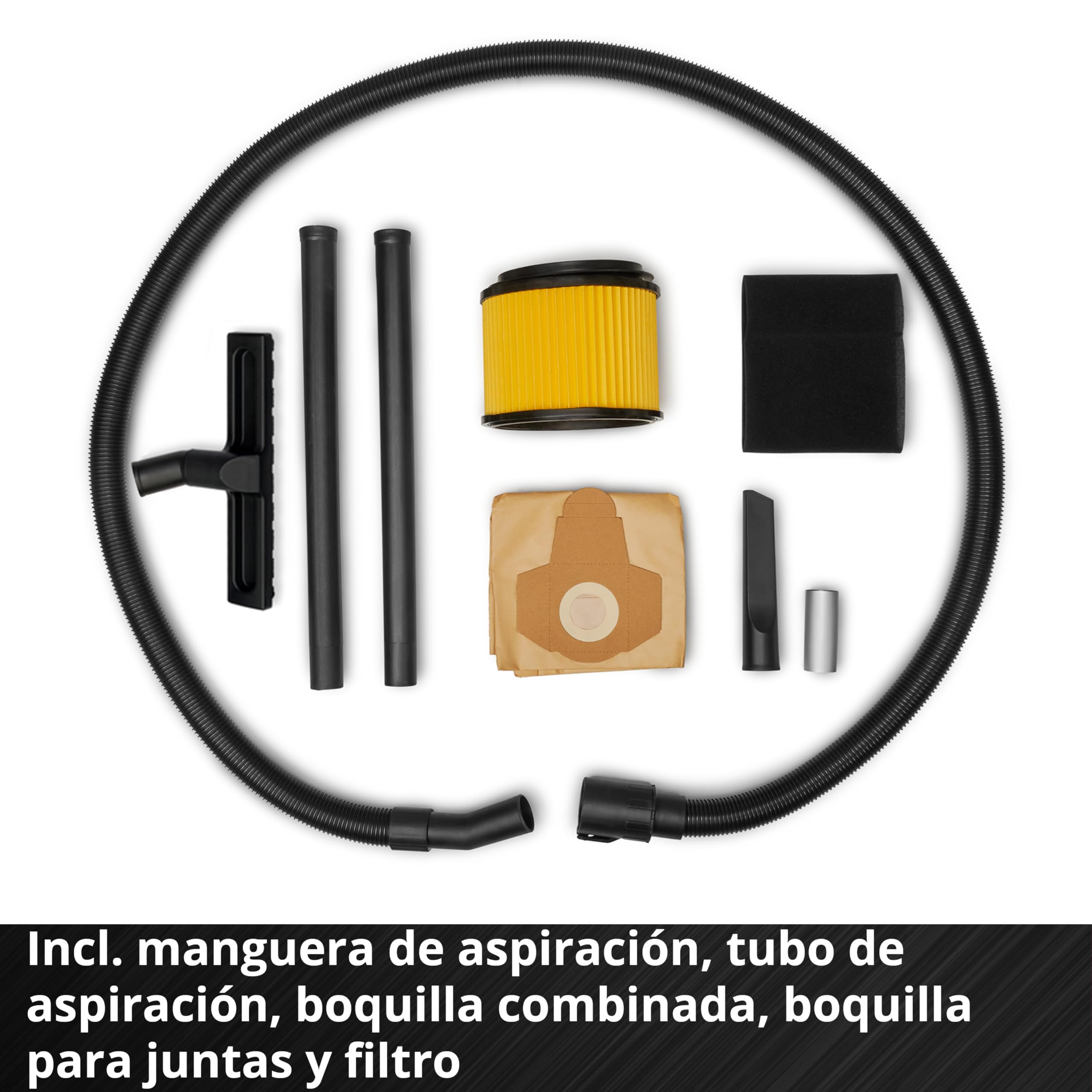 Einhell Aspirador en seco y húmedo TC-VC 3055 S (950 W, 190 mbar de Potencia de aspiración, Recipiente de Acero Inoxidable de 30 L, Ruedas, Soporte para Accesorios, Incl. DIV. filtros y boquillas)