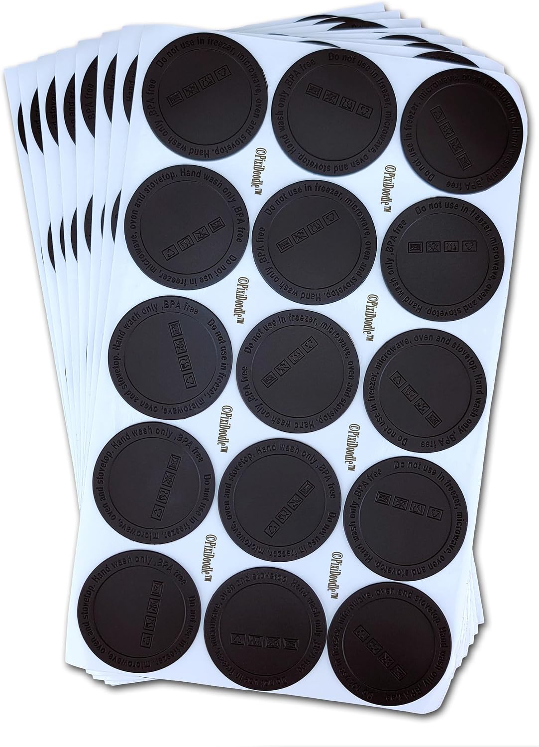 PixiDoodle Silicone Bottoms for Tumblers, Black, 120 Pack