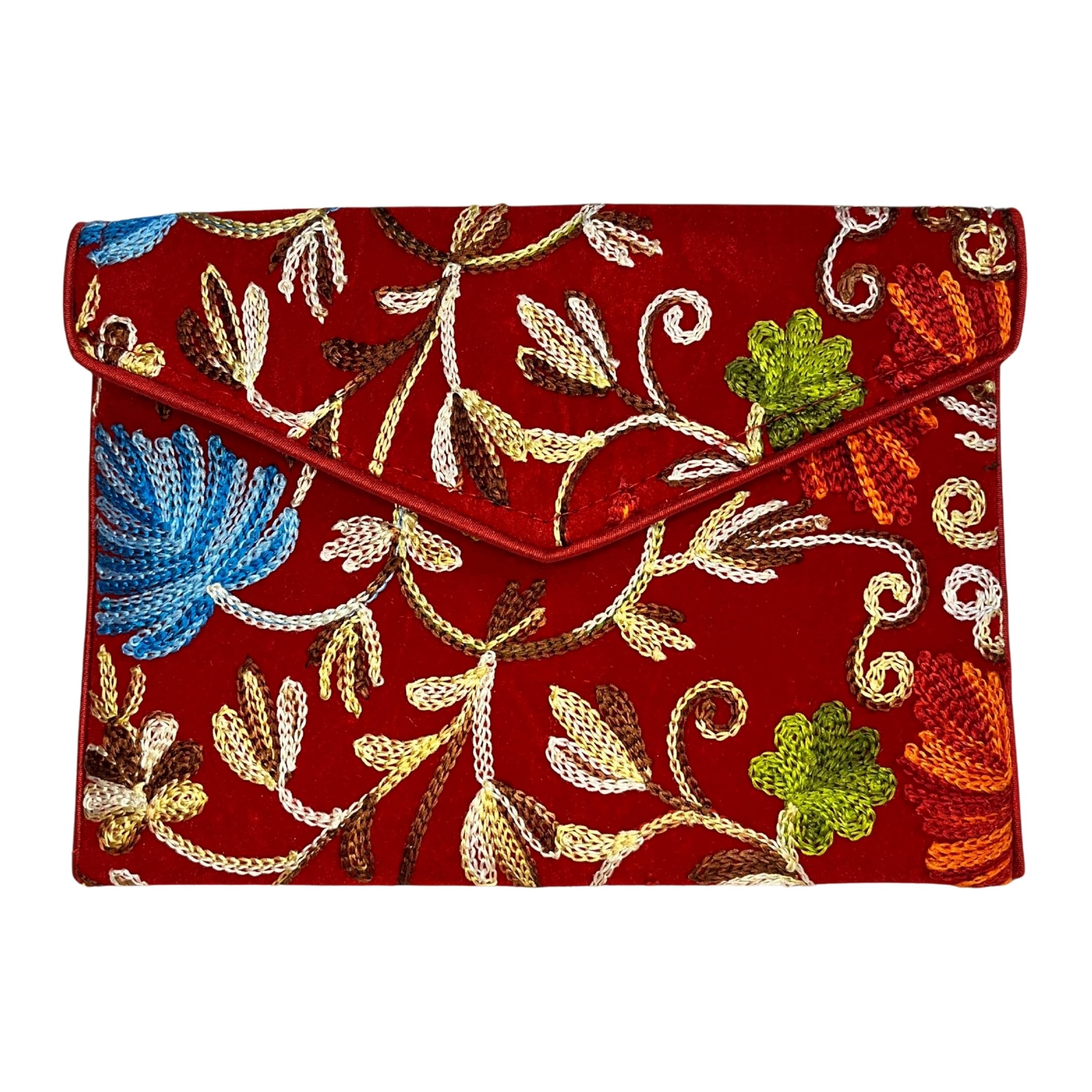 Women's Kashmiri Handmade Flower Embroidery Small Clutch Bag-image-19